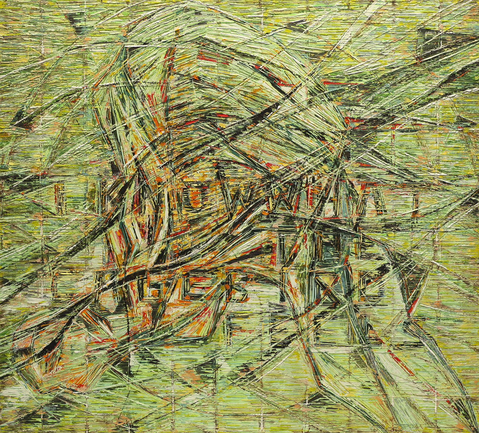I KNOW WHAT THE CAGEBIRD FEELS oil on canvas, 60 by 66 inches, 2008,HERMANN LEDERLE