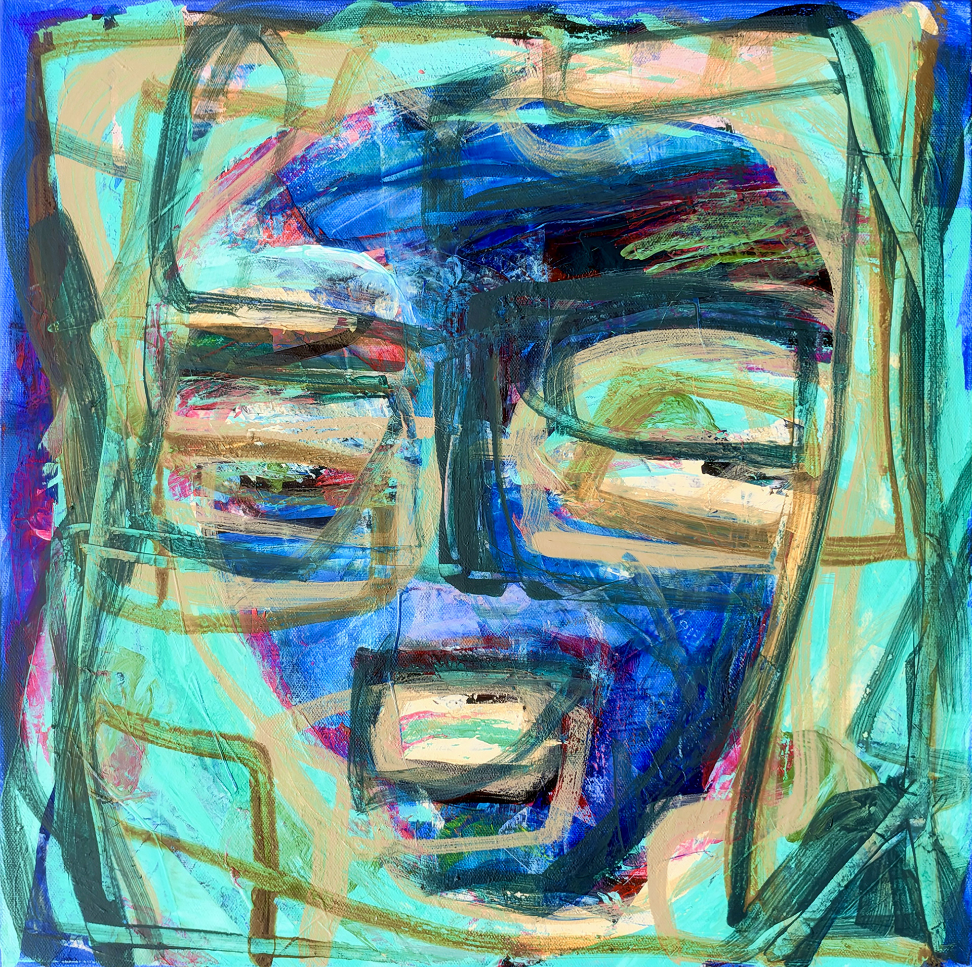 HEAD NY ALT oil  and acrylic on canvas, 20 by 20 inches (51x51 cm), 2026,HERMANN LEDERLE