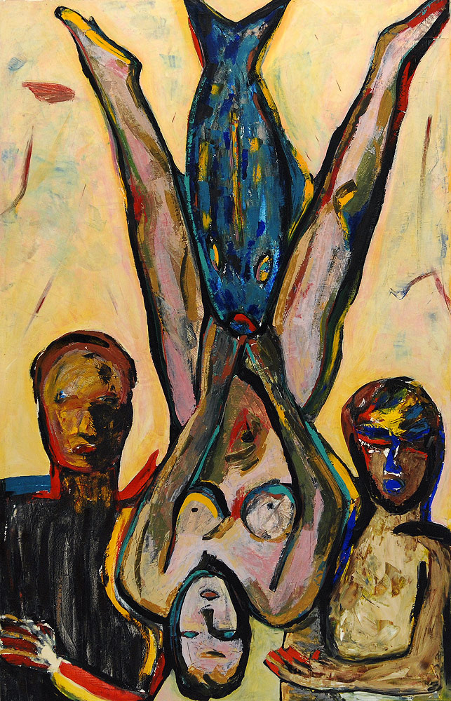 ALLEGORICAL COMPOSITION oil on canvas, 68 by 44 inches, 1986, HERMANN LEDERLE