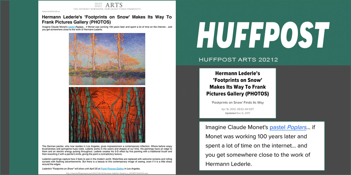 LINK TO HUFFPOST ARTS ARTICLE 'FOOTPRINTS ON SNOW' EXHBITION OF HERMANN LEDERLE 2012