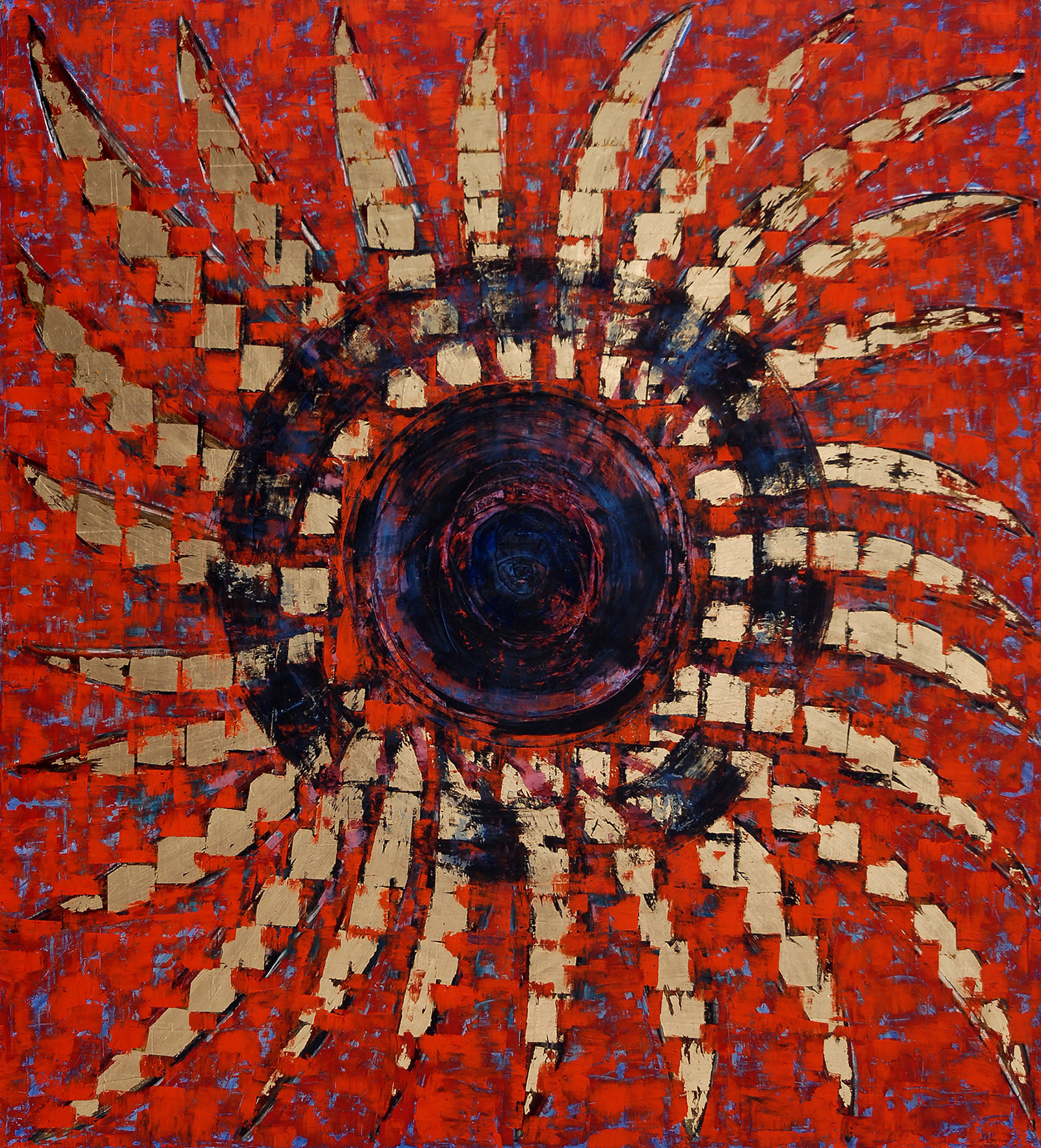 FLOWER TARGET oil on canvas, 66 by 60 inches, 2001, Hermann Lederle