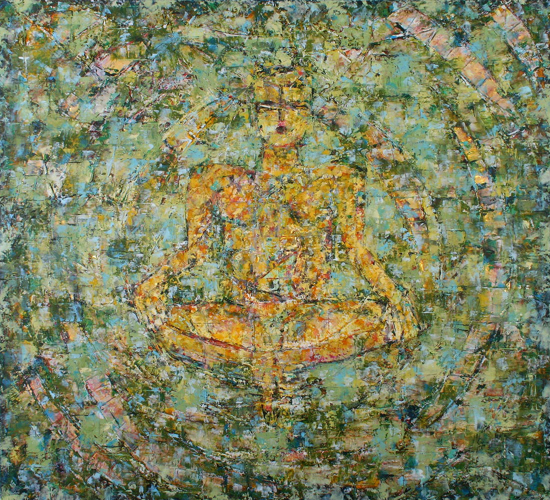 SILENCE No.2 oil  and gold leaf on canvas, 66 by 66 inches (168x168cm), 2007, HERMANN LEDERLE