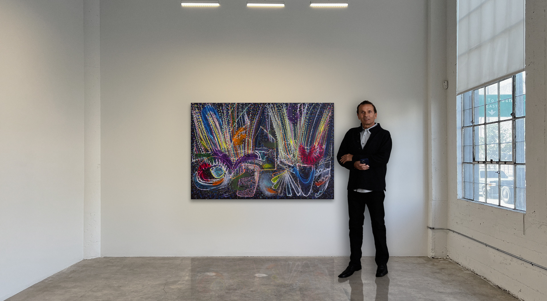 'LOOK LOOK' oil on canvas, 40" x 60", 2022, preview in DTLA by Hermann Lederle