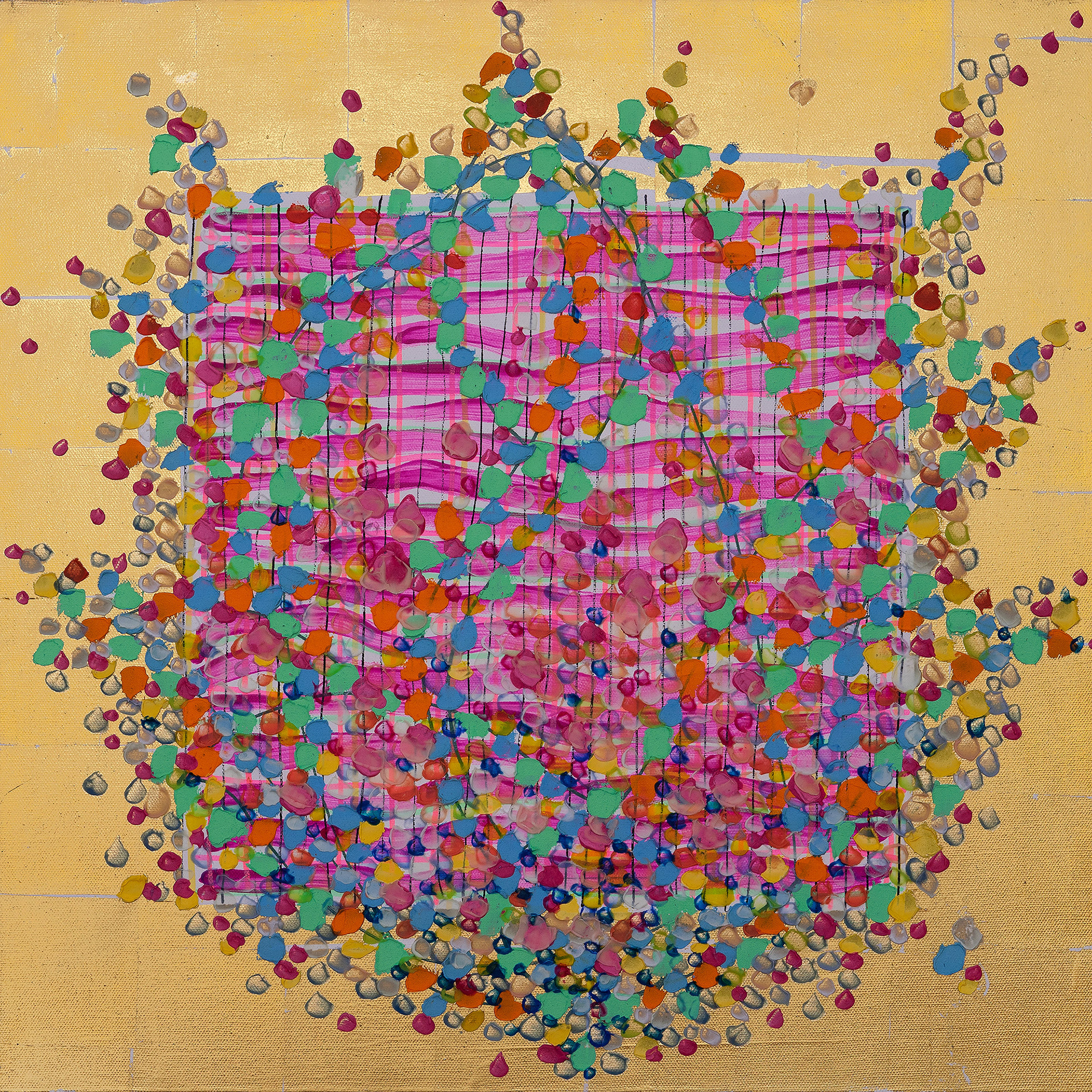 AMBROSIAL oil and gold leaf on canvas, 20 by 20 inches, 2021, Hermann Lederle Not Available