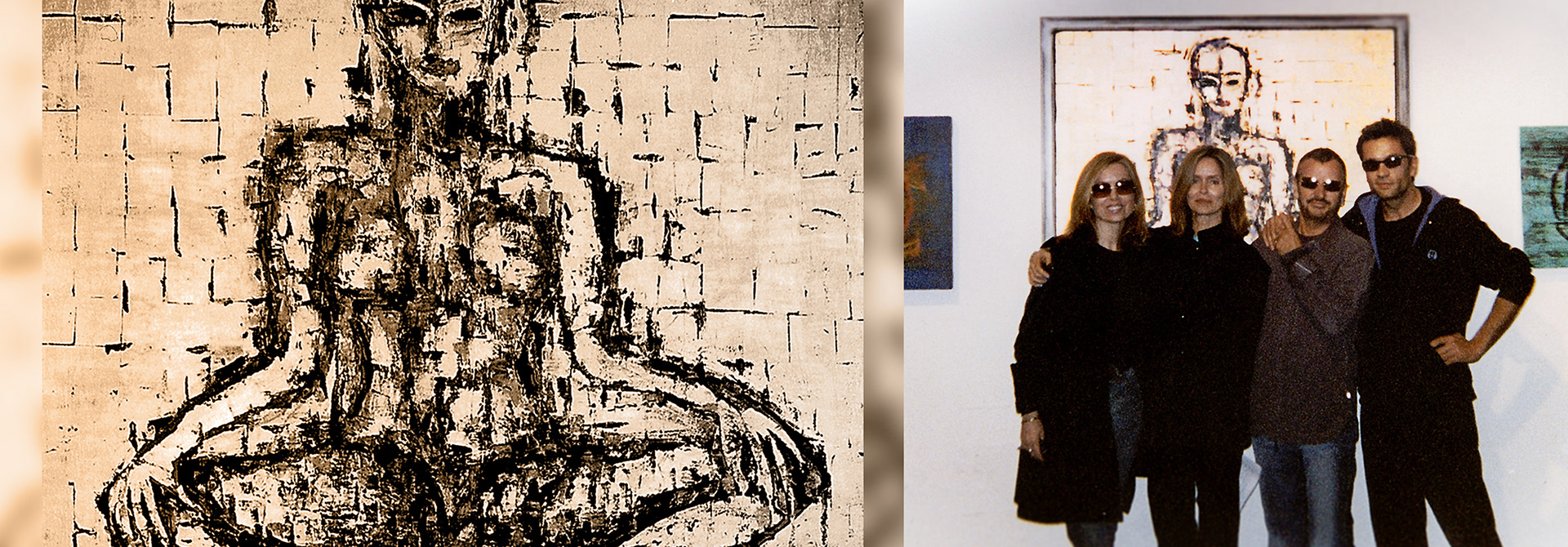RINGO STARR, BARBARA BACH AND HERMANN LEDERLE 2001 MEDIA RAE GALLERY - GRACE painting in back