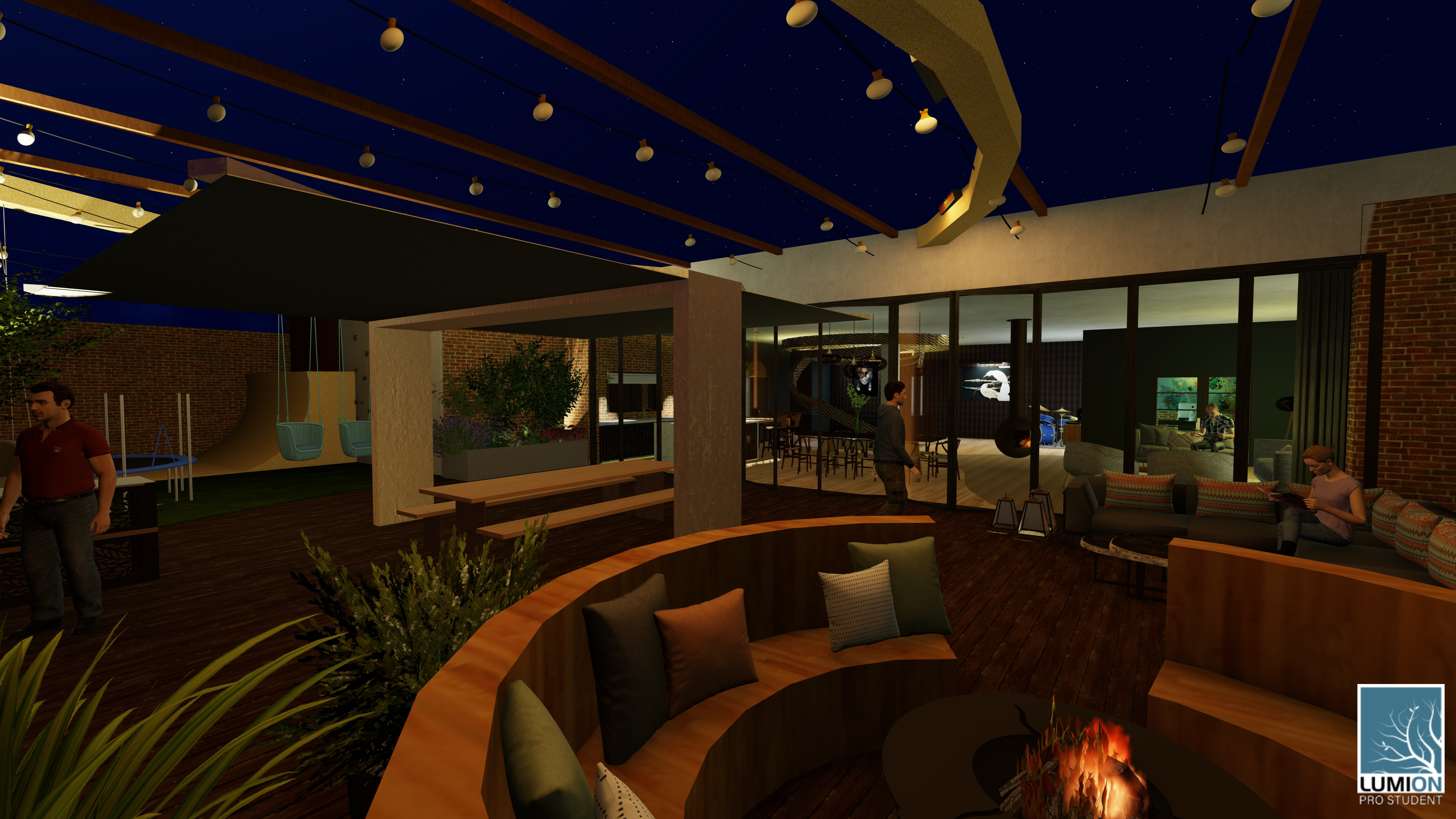 BNight view of outside space