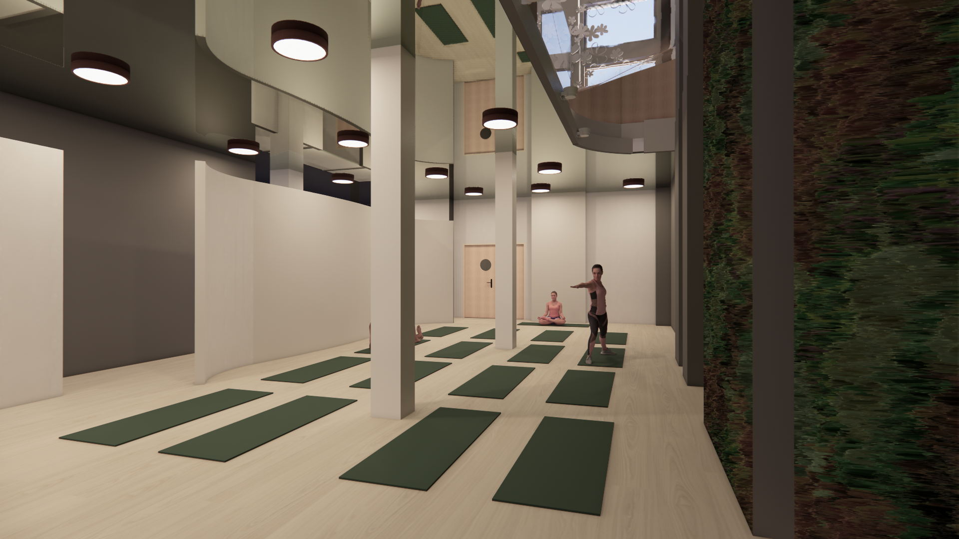 Yoga space with open area above