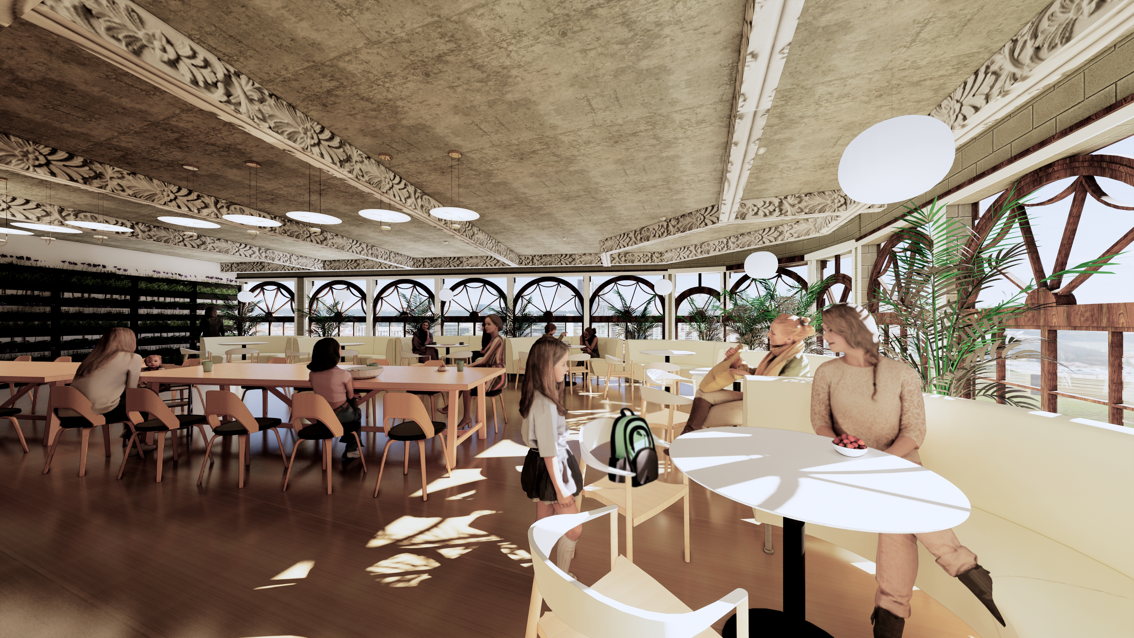 Communal Dining space with Kitchen Garden Wall