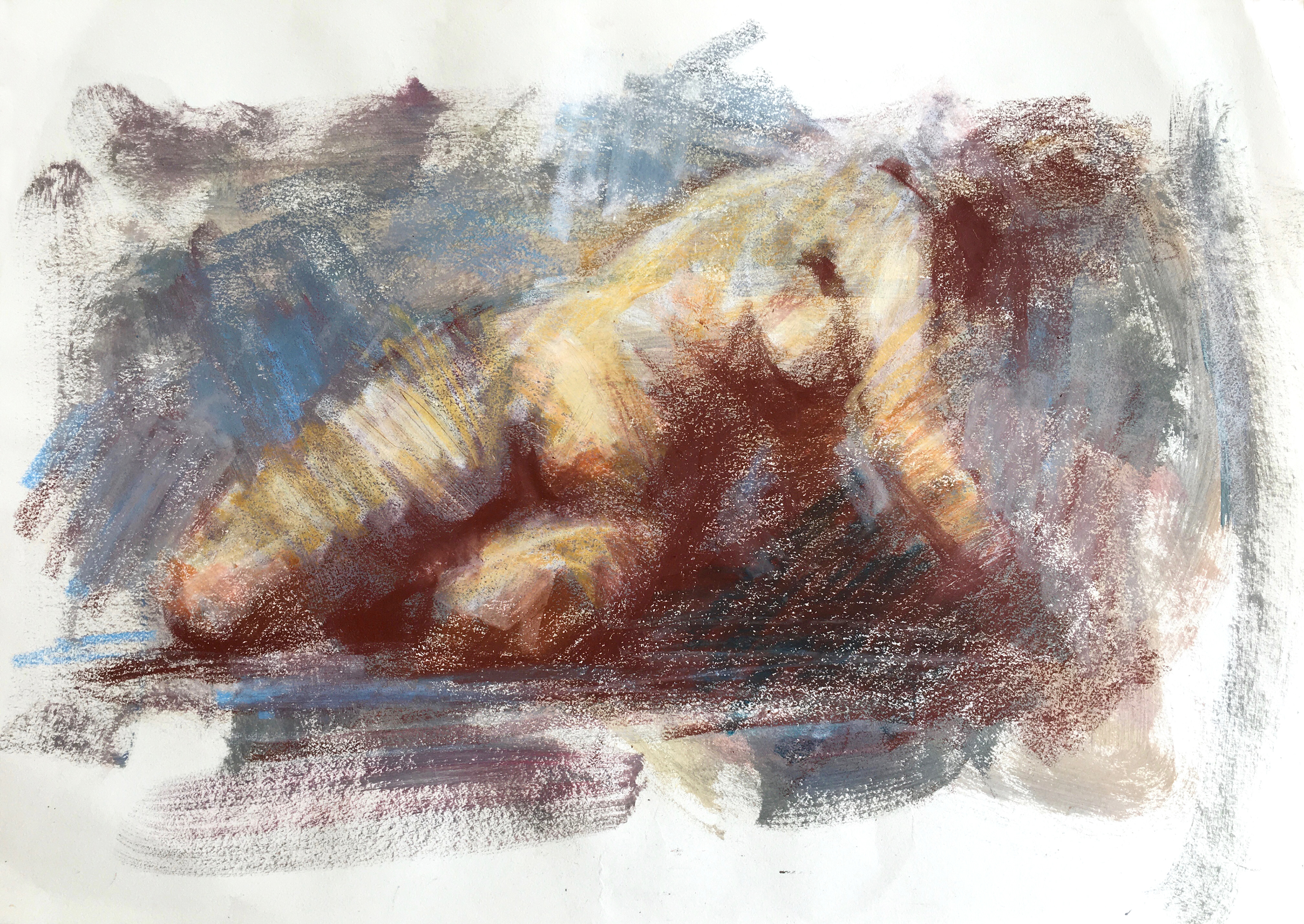 Mixed media på papir, 19,5 x29 cm