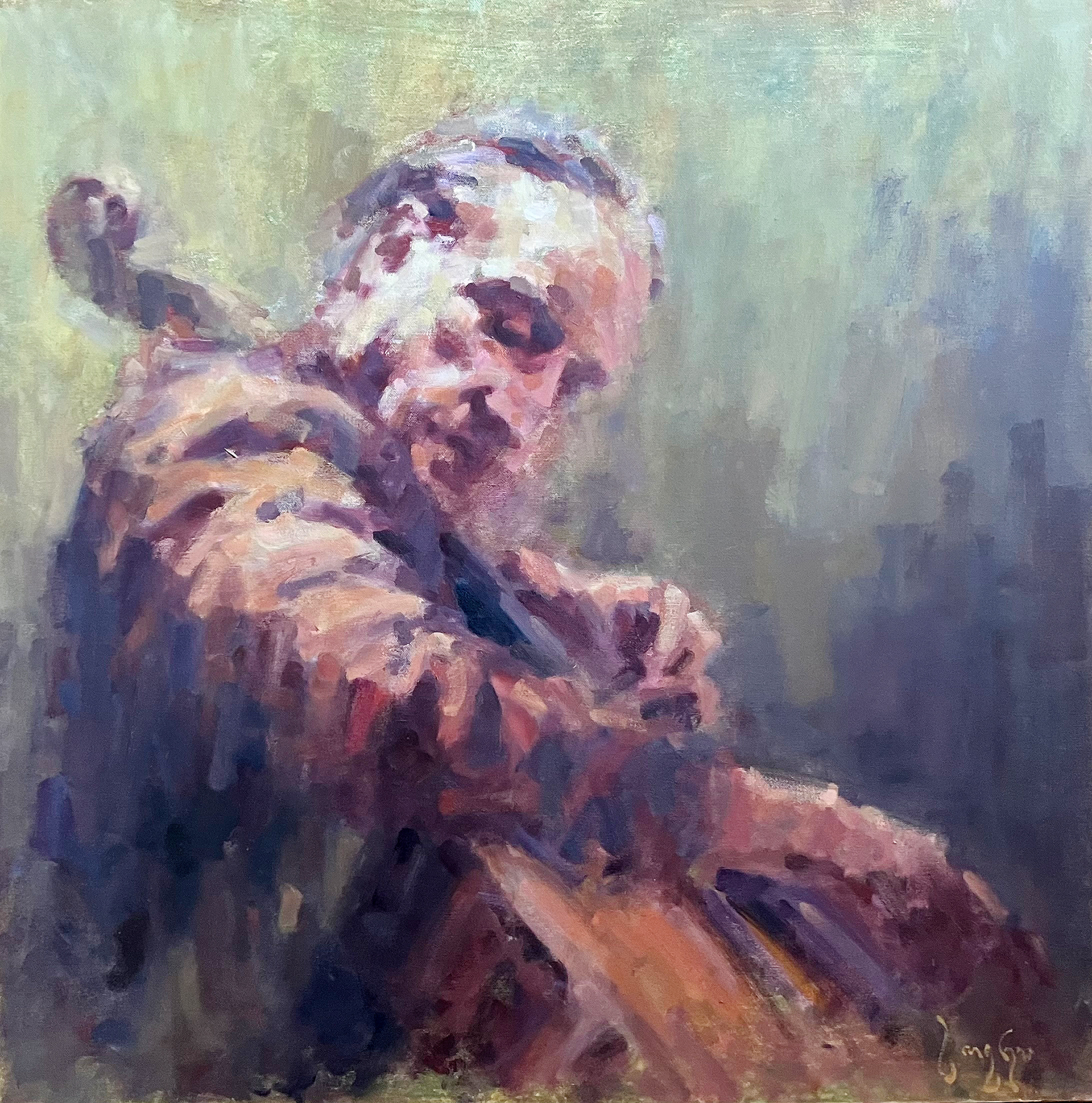 Cellist, 80x80 cm