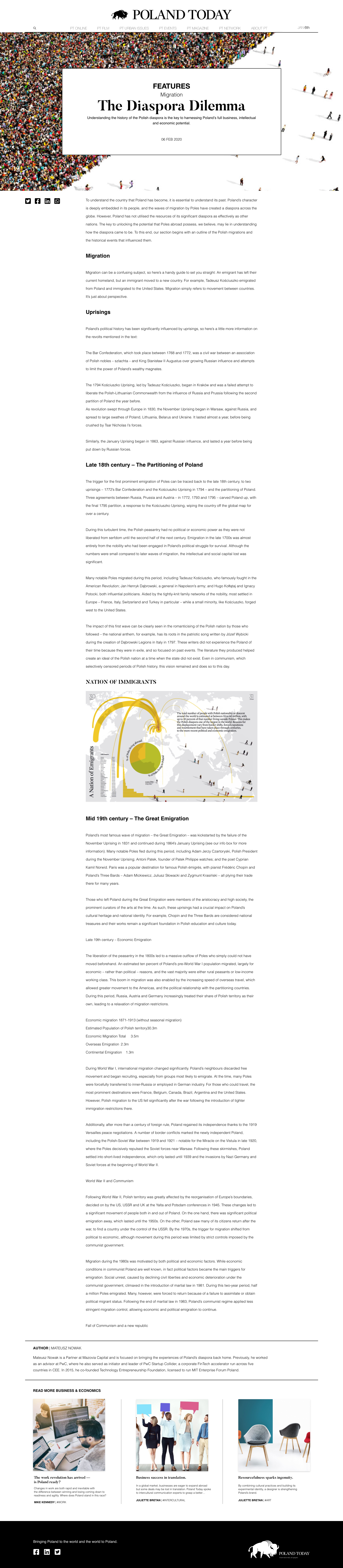 Special article page for the Poland Today website.
