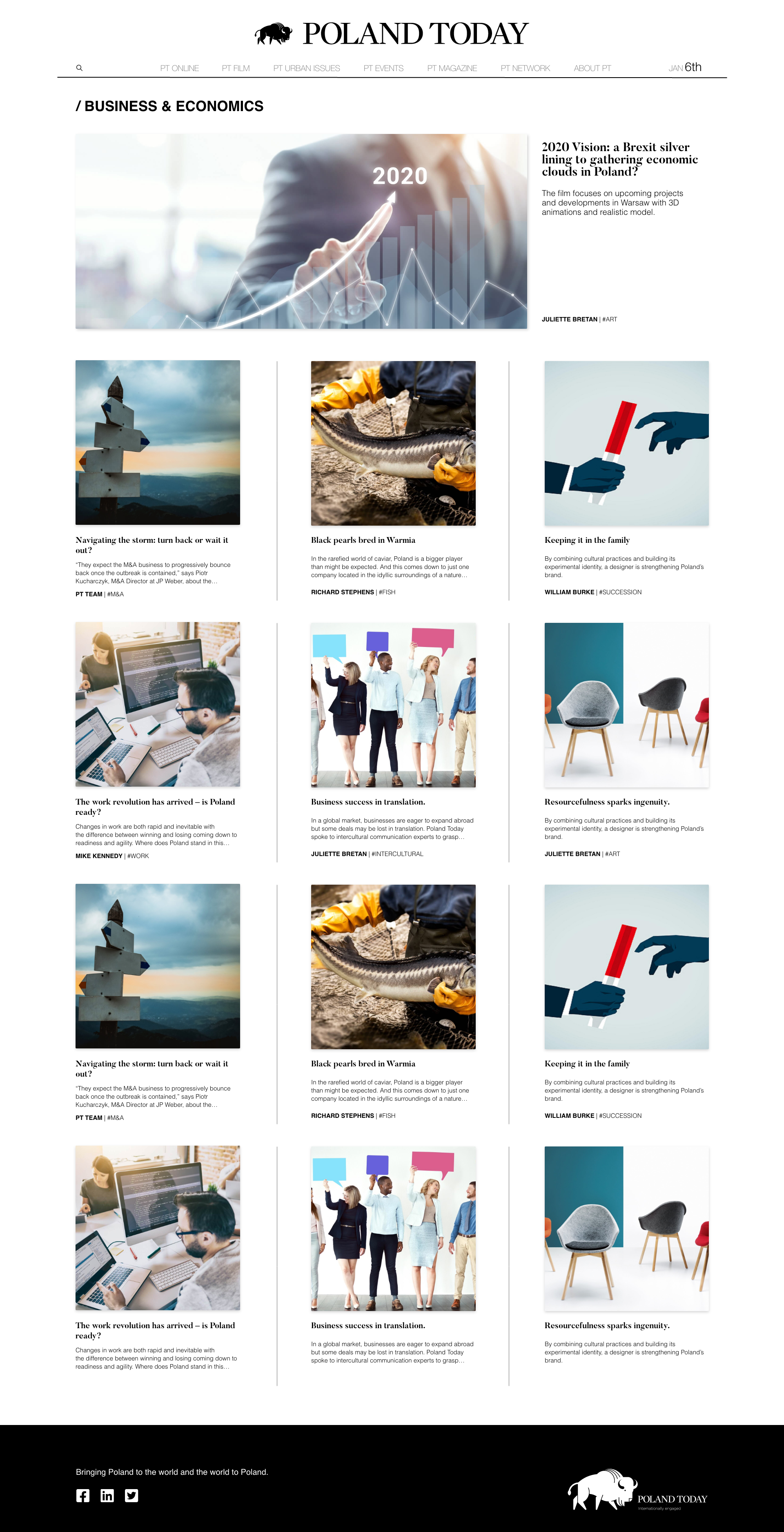 Section page for the Poland Today website.