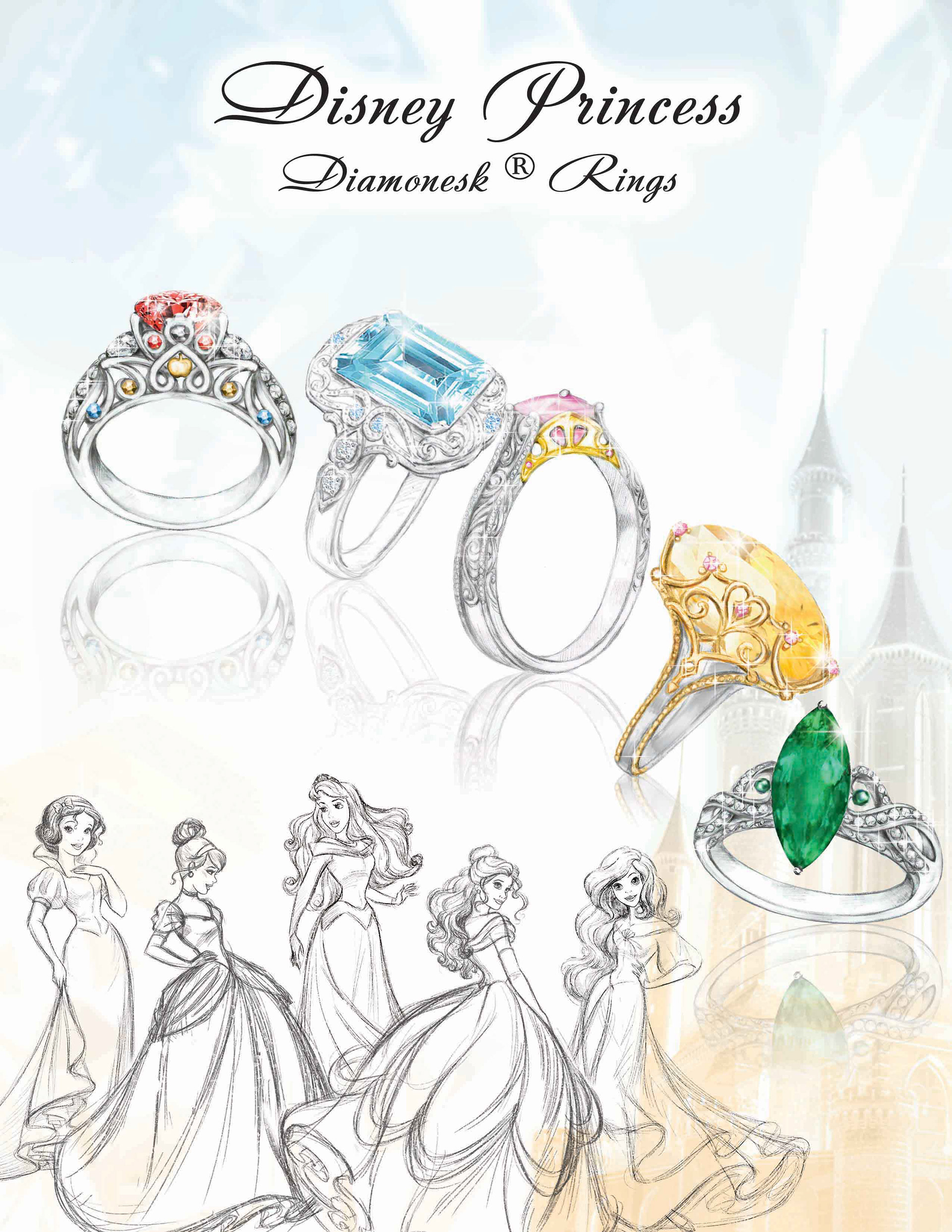 My initial ad mockup, showing Disney Princess® fashion plate artwork