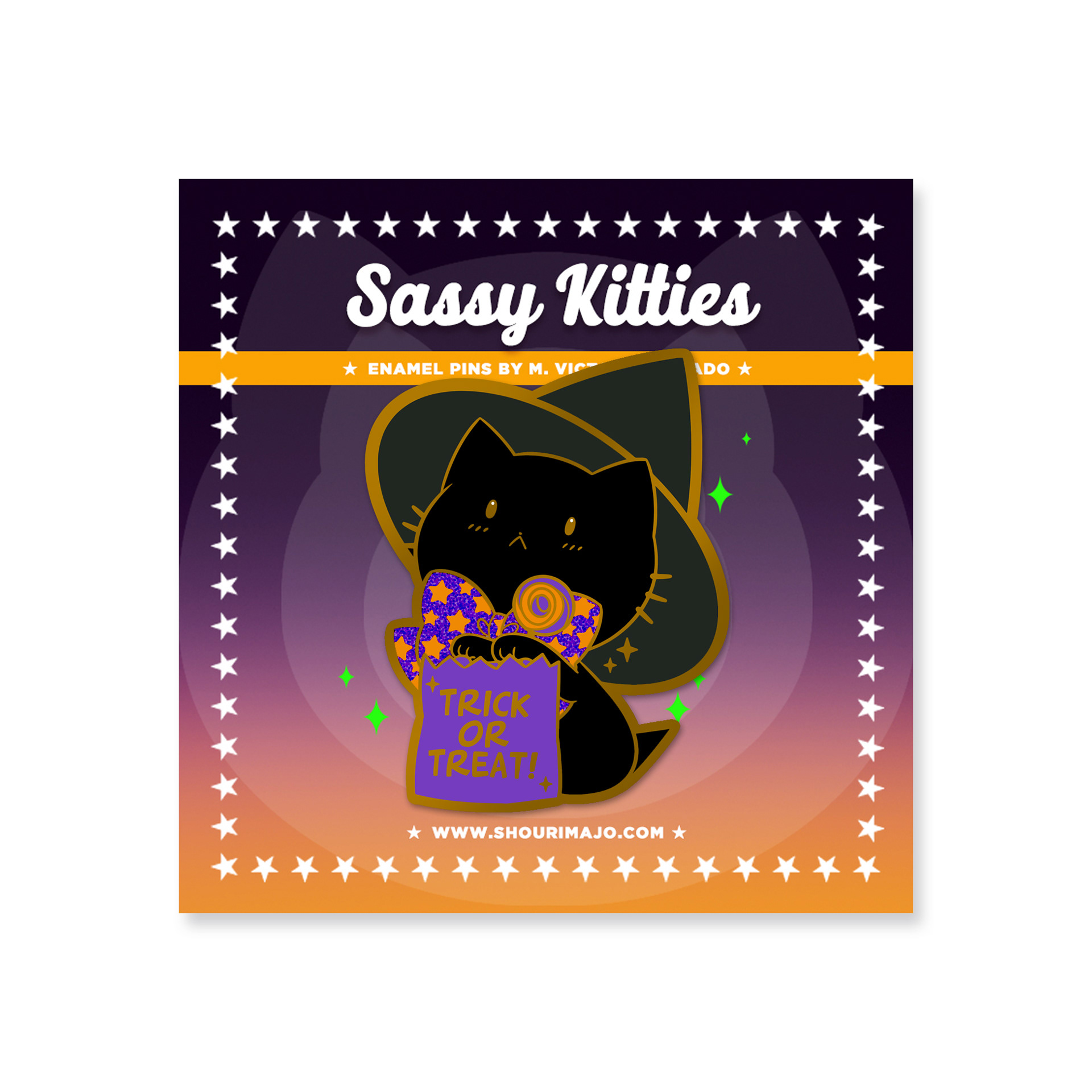 Black Trick-or-Treat Enamel Pin ($13 MSRP)