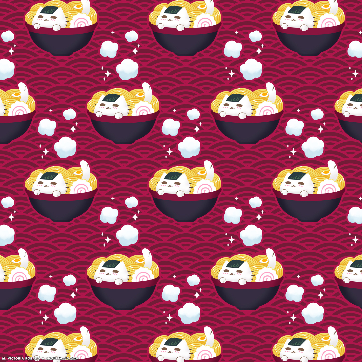 Fabric Pattern - Ramen Cat