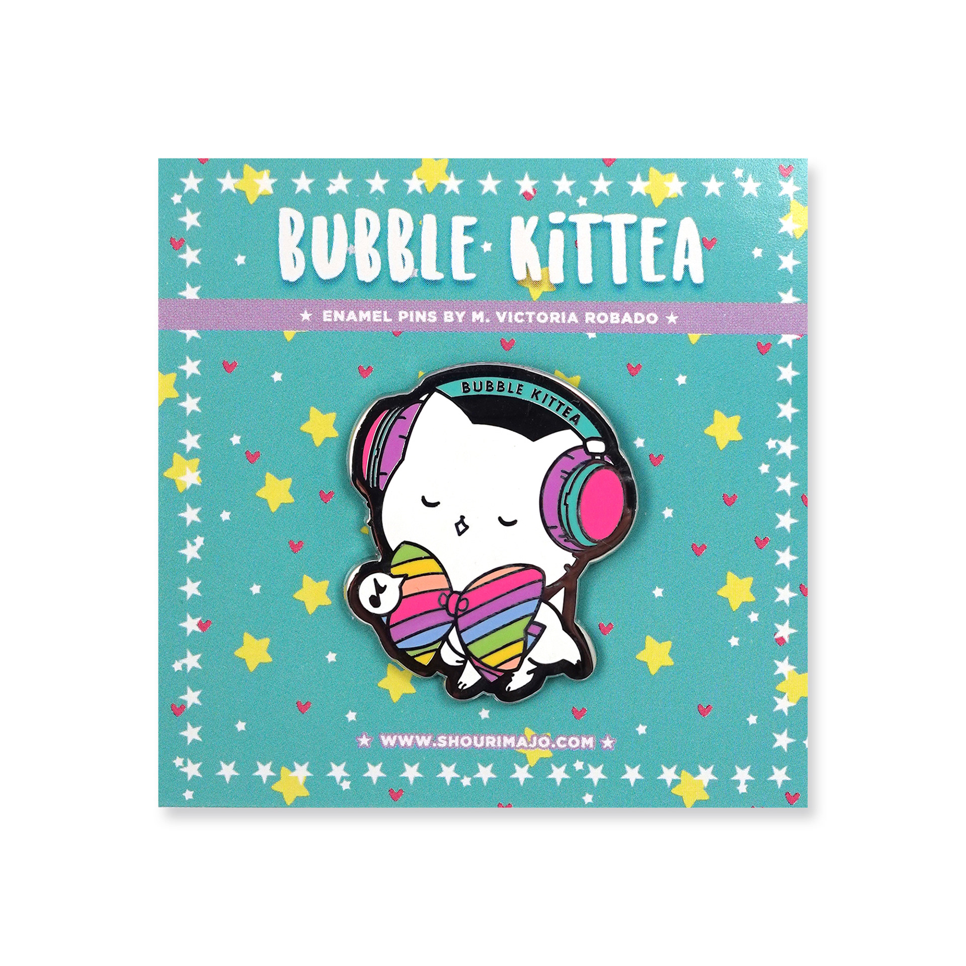 Bubble Kittea Headphones Rainbow Enamel Pin ($13 MSRP)