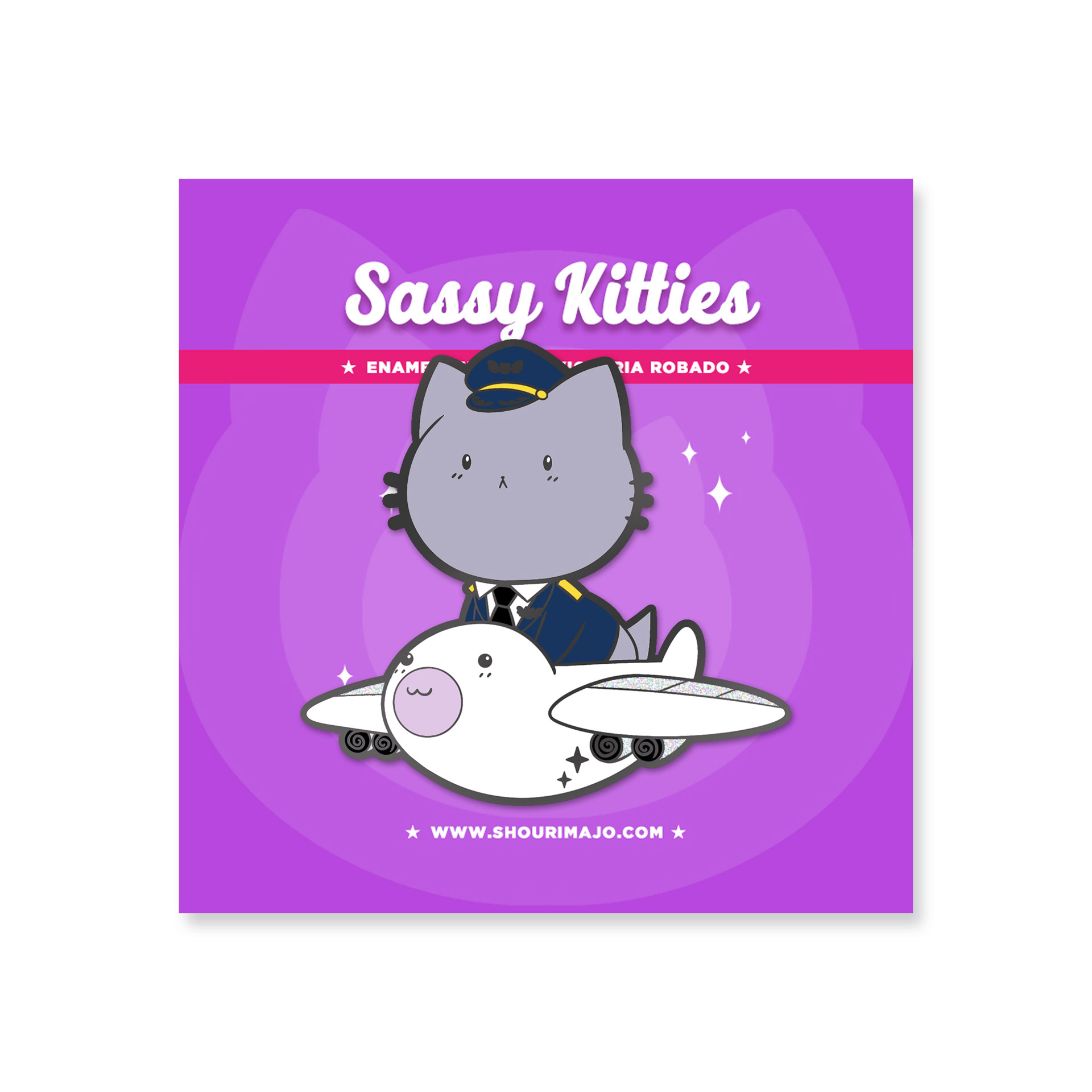 Gray Pilot Kitty Enamel Pin ($13 MSRP)
