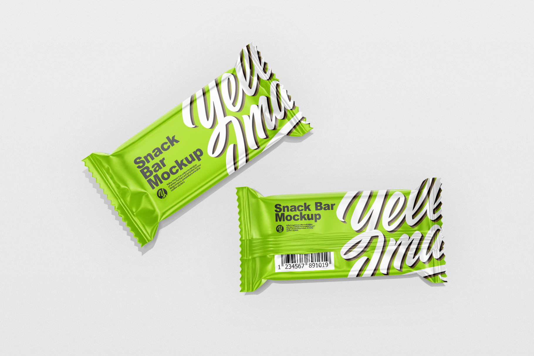Green snack bar packaging mockup with a stylish design, displayed against a white background.