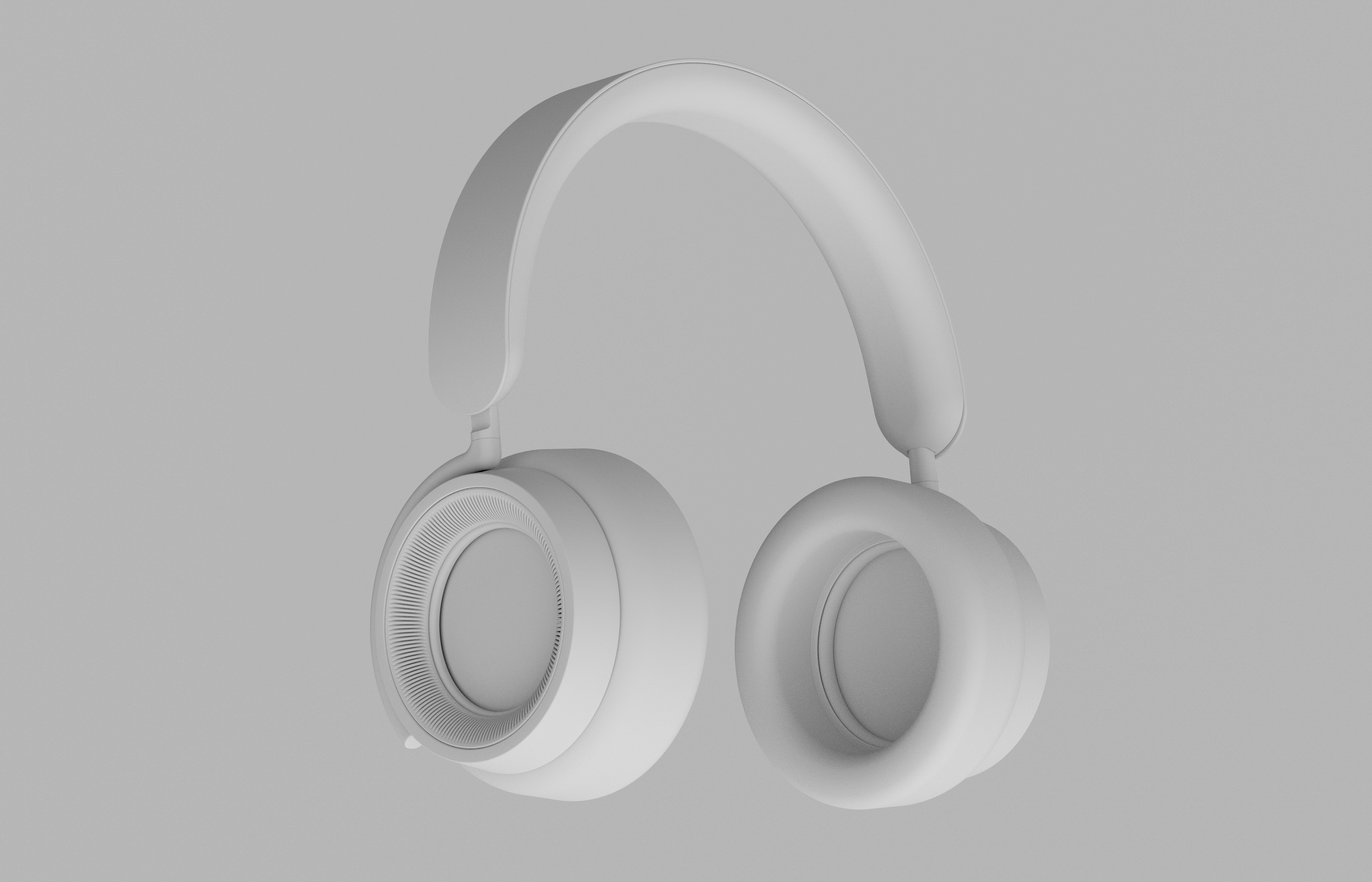 Minimalist white over-ear headphones displayed against a light grey background, highlighting their sleek and modern design.
