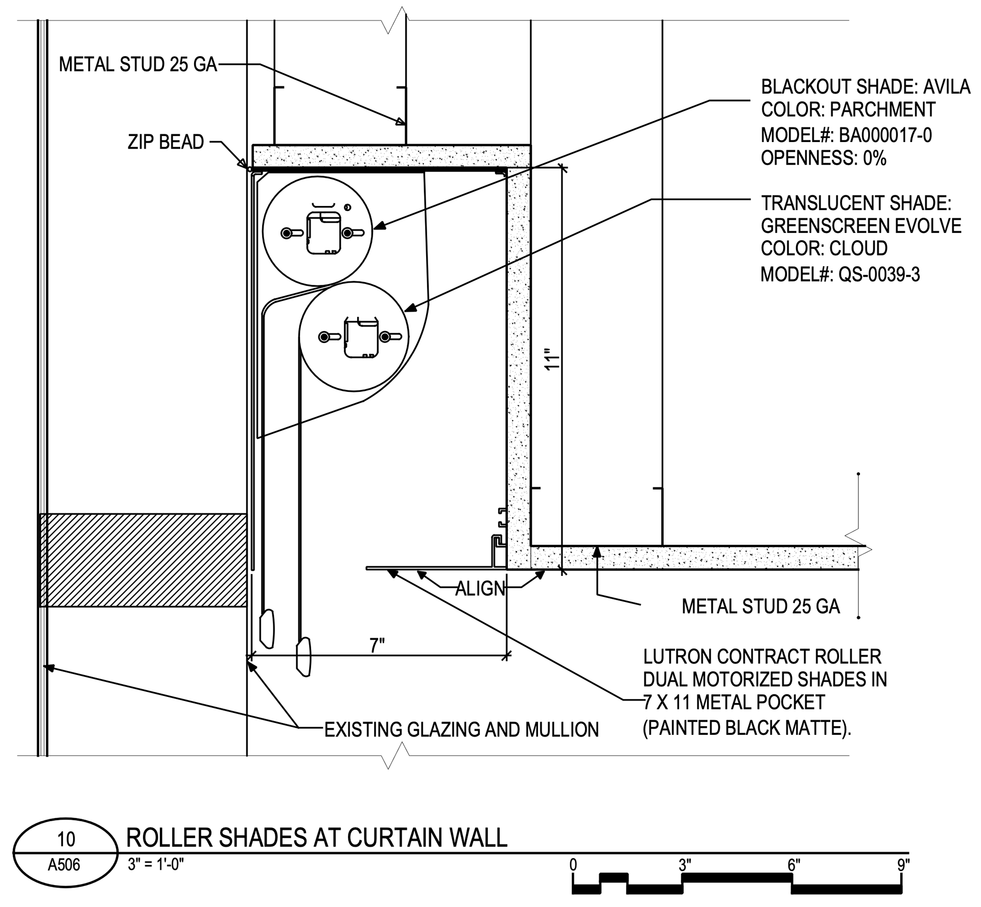 Roller Shade Detail Drawing, AutoCAD