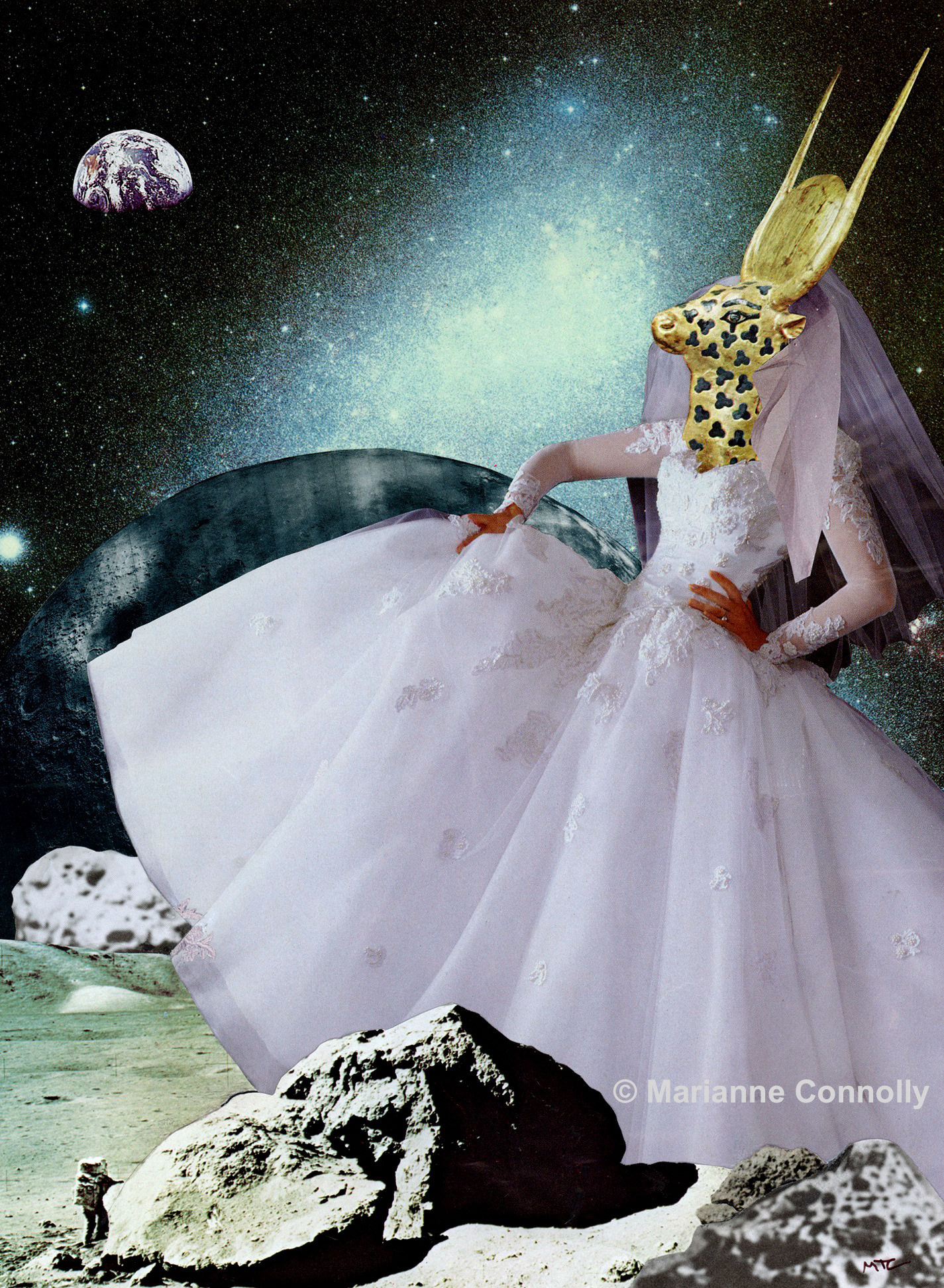 Hathor Dancing on the Moon, Marianne Connolly, collage