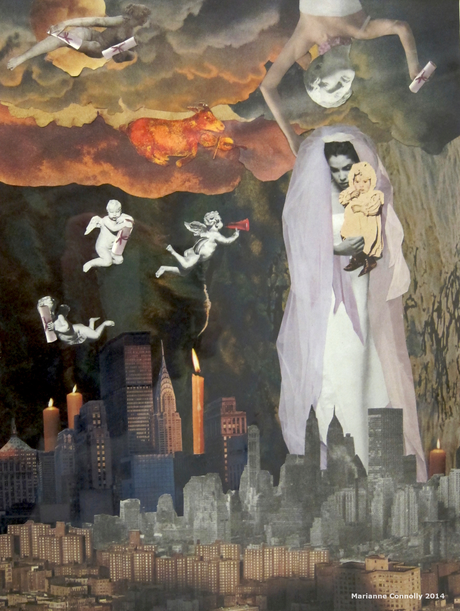 Madonna of the City (after Chagall), Marianne Connolly, collage
