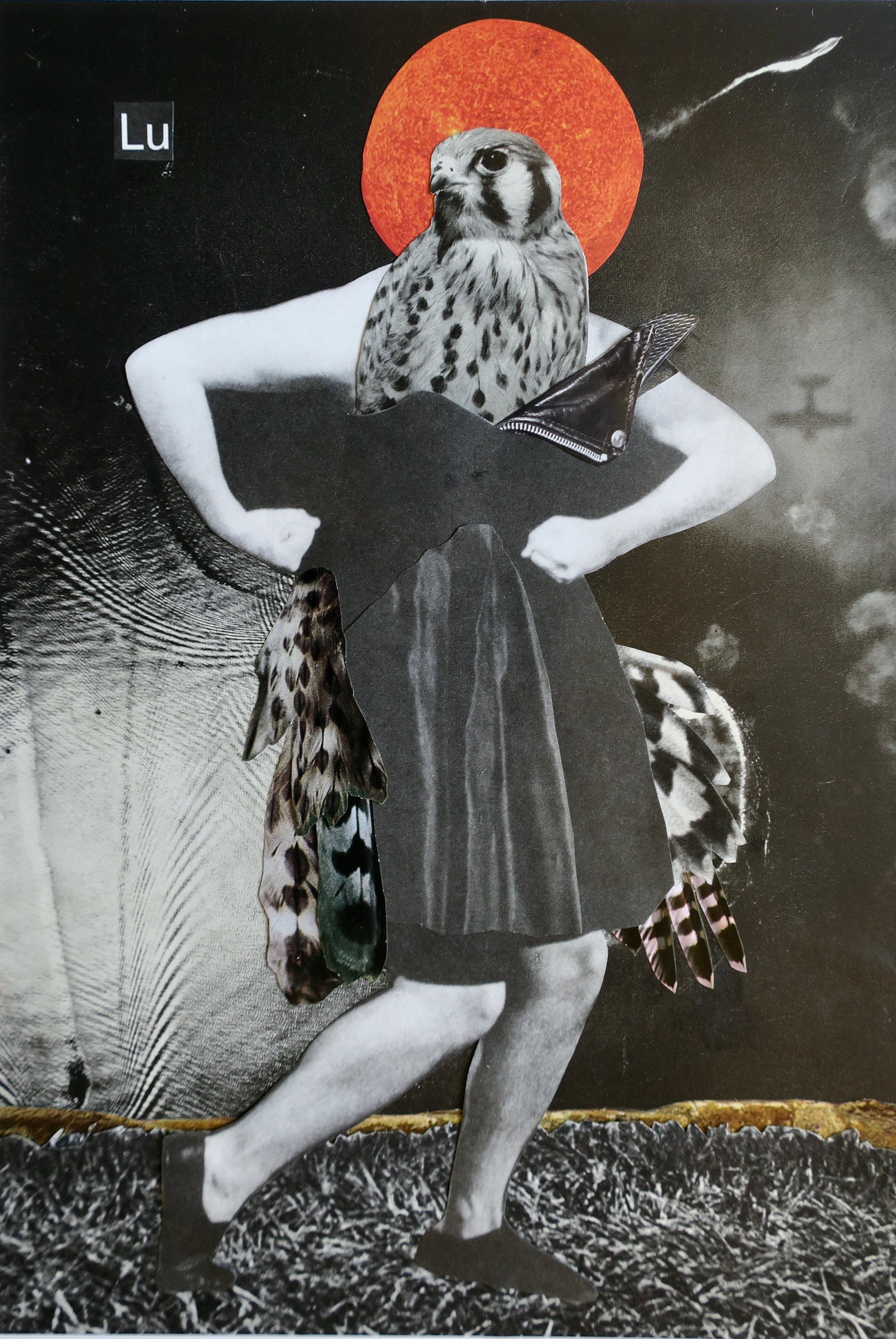 Saint Lu, hand-cut collage, Marianne Connolly