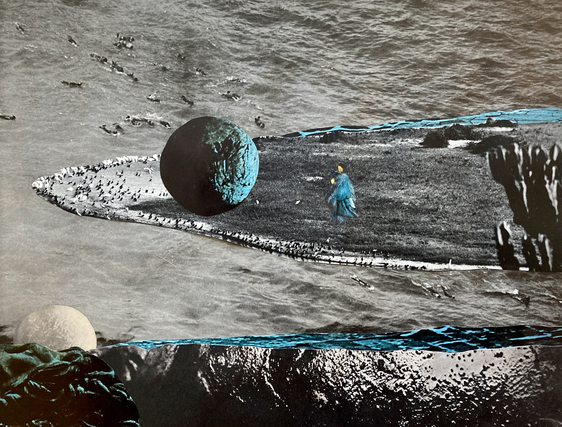 The Blue Dress, Marianne Connolly, hand-cut paper collage, 11x8", 2025,