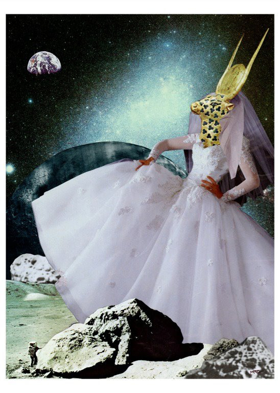 Hathor Dancing on the Moon, collage, 1999, Marianne Connolly