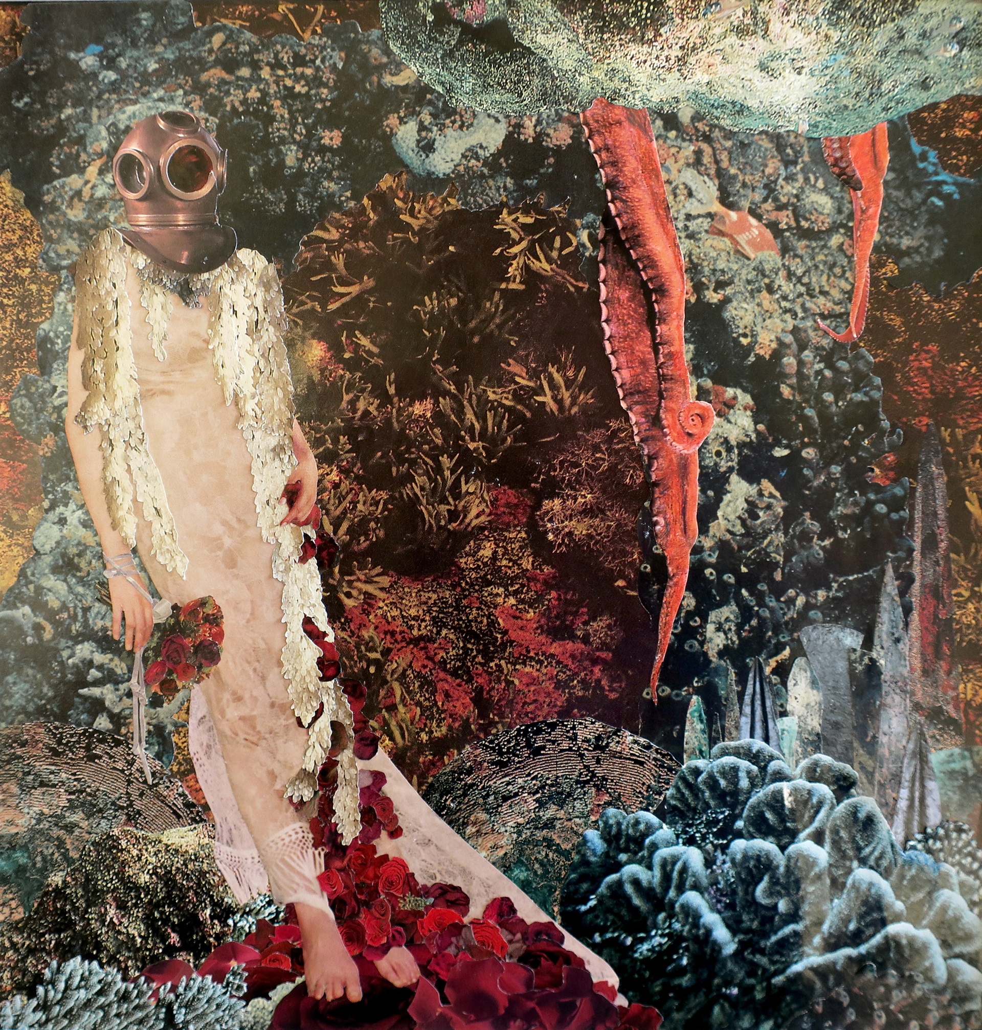 Ophelia's Dive, collage, 1999, Marianne Connolly