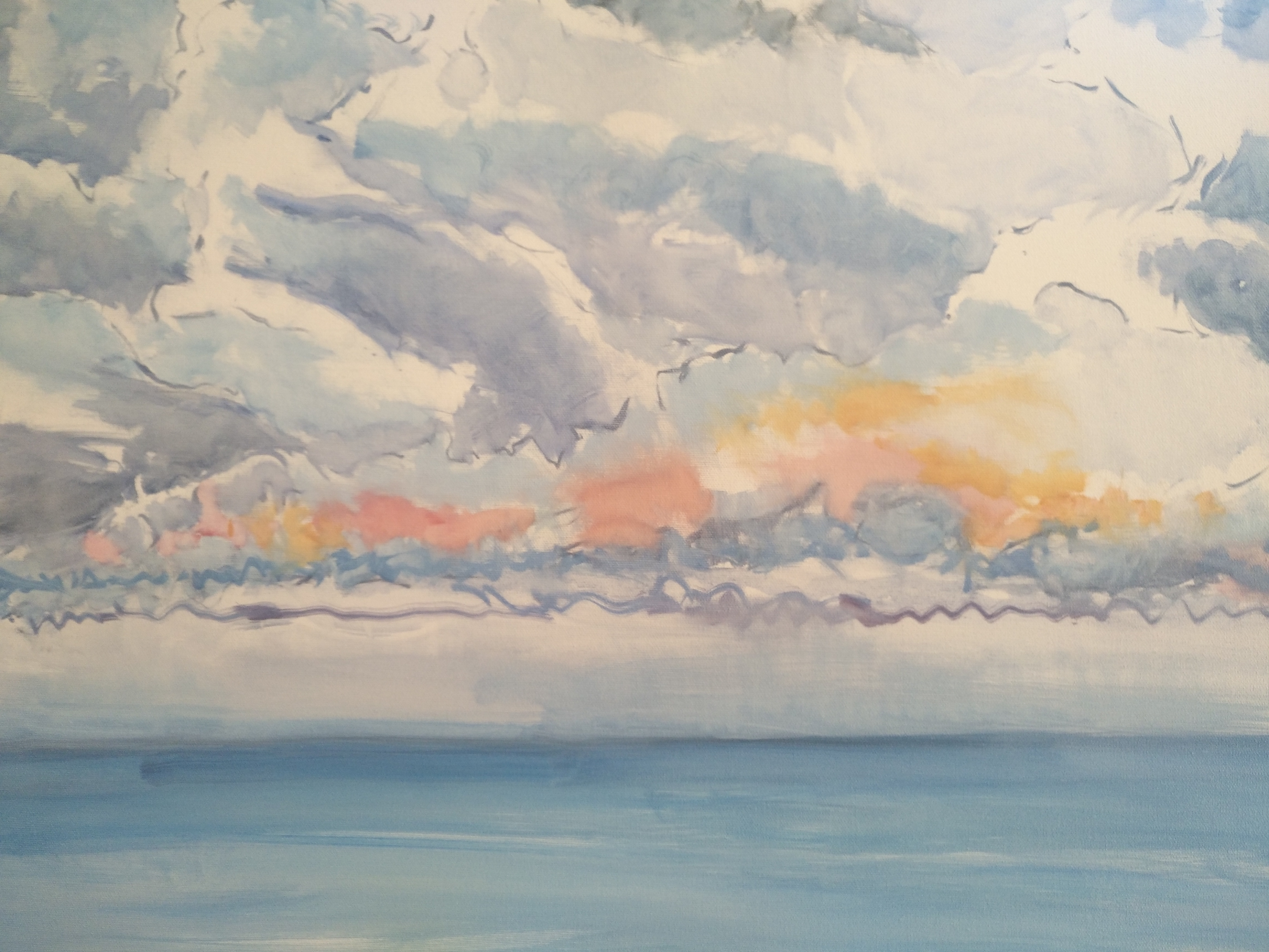 Óleo sobre lienzo, ¨Atardecer con tormenta¨ 80 x 80 cms Precio 460€