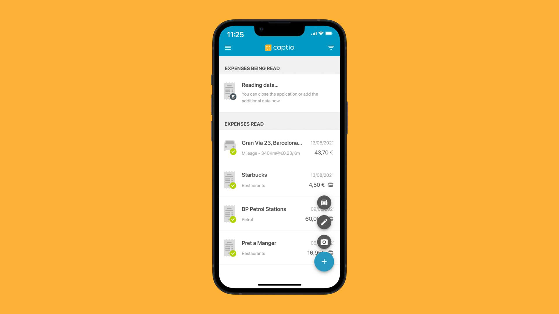 Home page with all created expenses