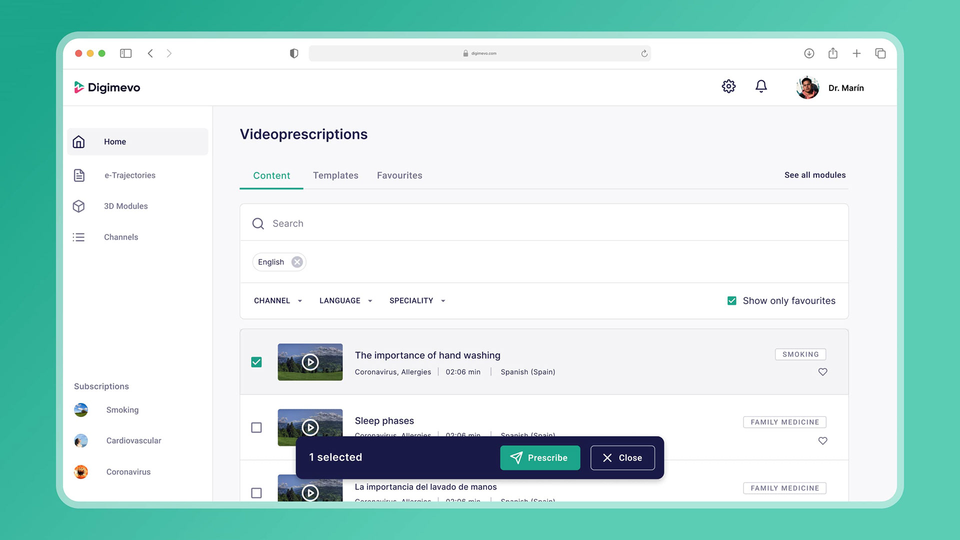Prescription page