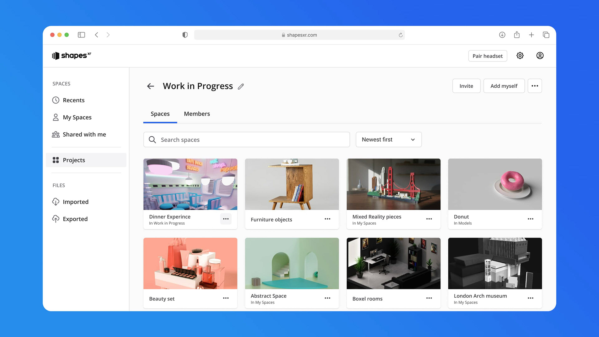 Project detail page