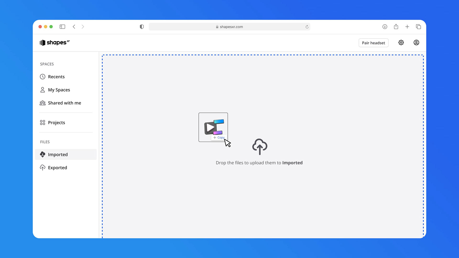 Draging and droping a file directly to the page