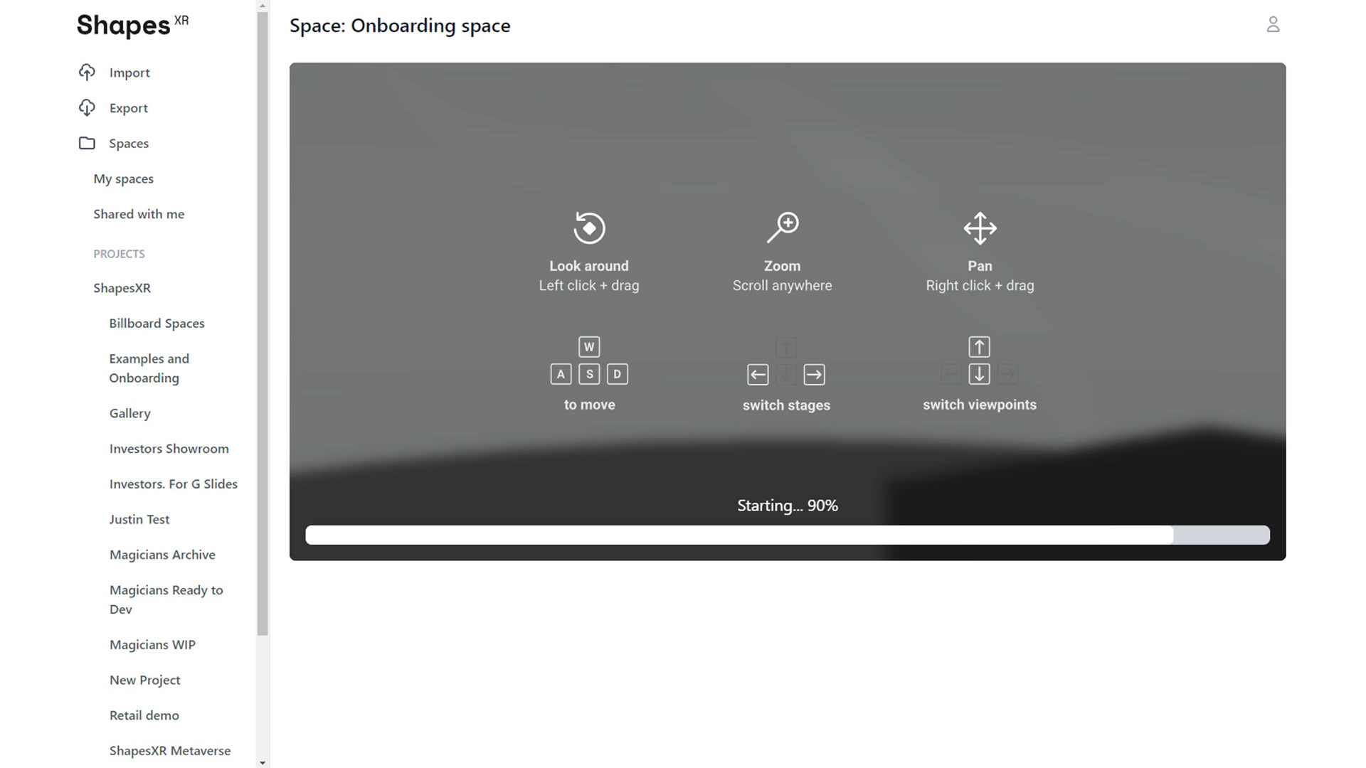 Dashboard before re design: Space viewer