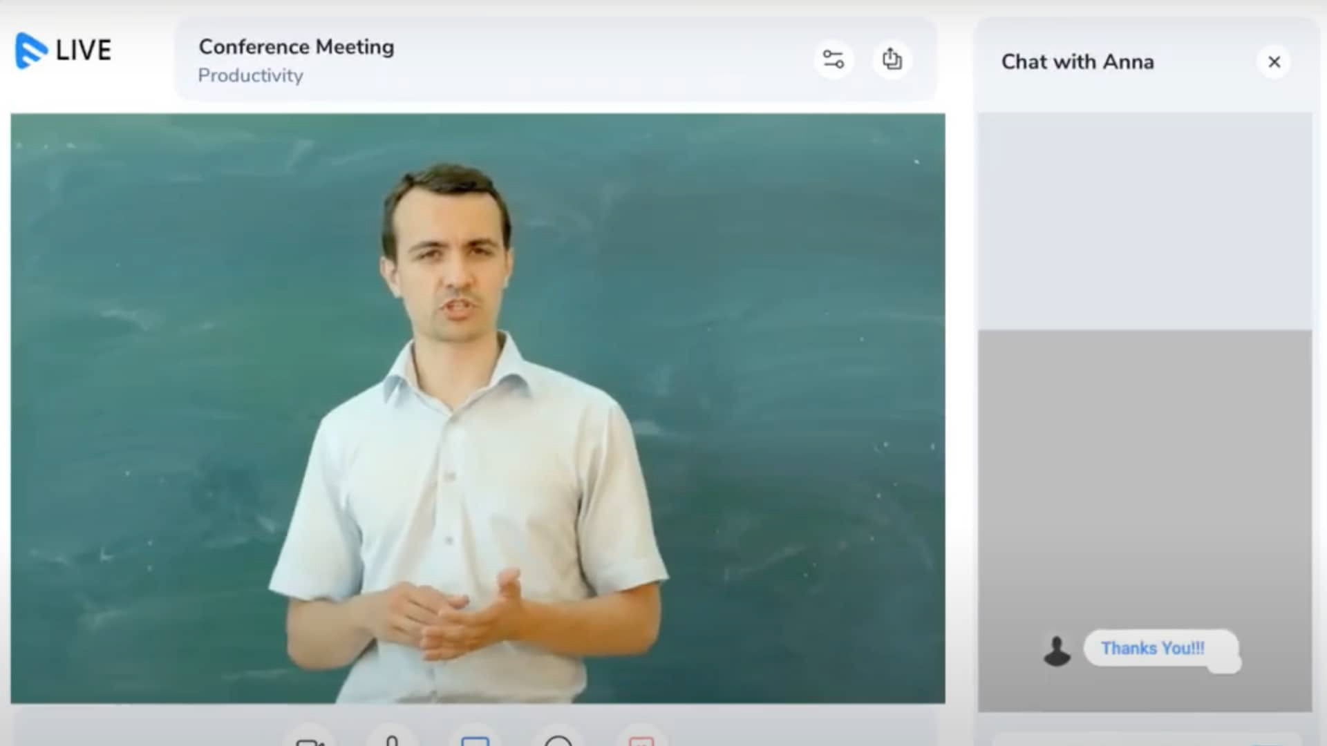 Example of a live video tool with chat
