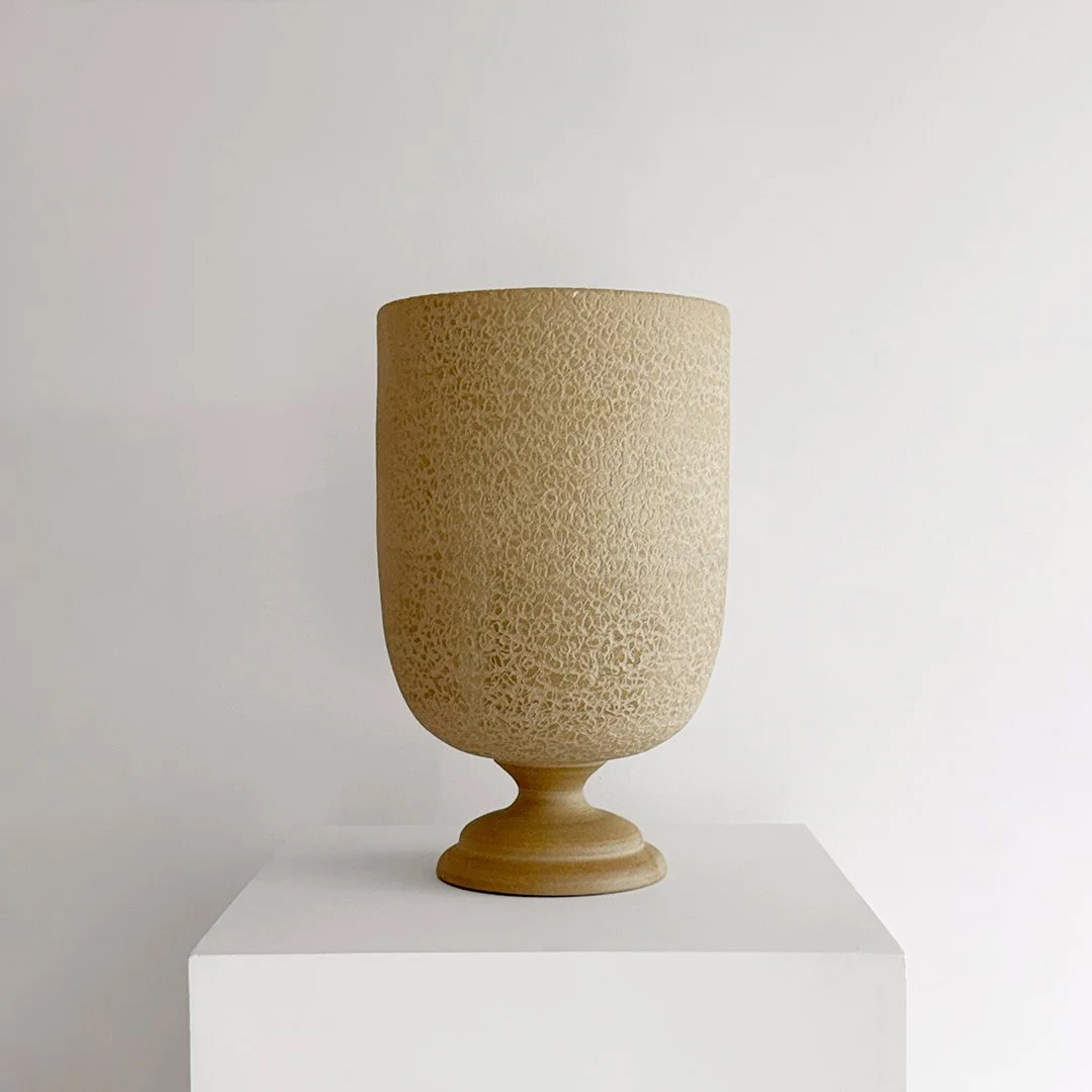 Footed Bowl, 2026, Unglazed stoneware, 18 in H × 11 in diameter (45.7 × 27.9 cm)