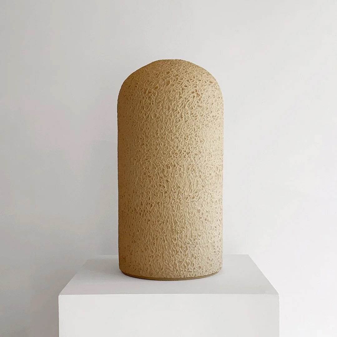 Untitled Vessel 01, 2026, Unglazed, stoneware, 21.5 in H × 10 in diameter (54.6 × 25.4 cm)