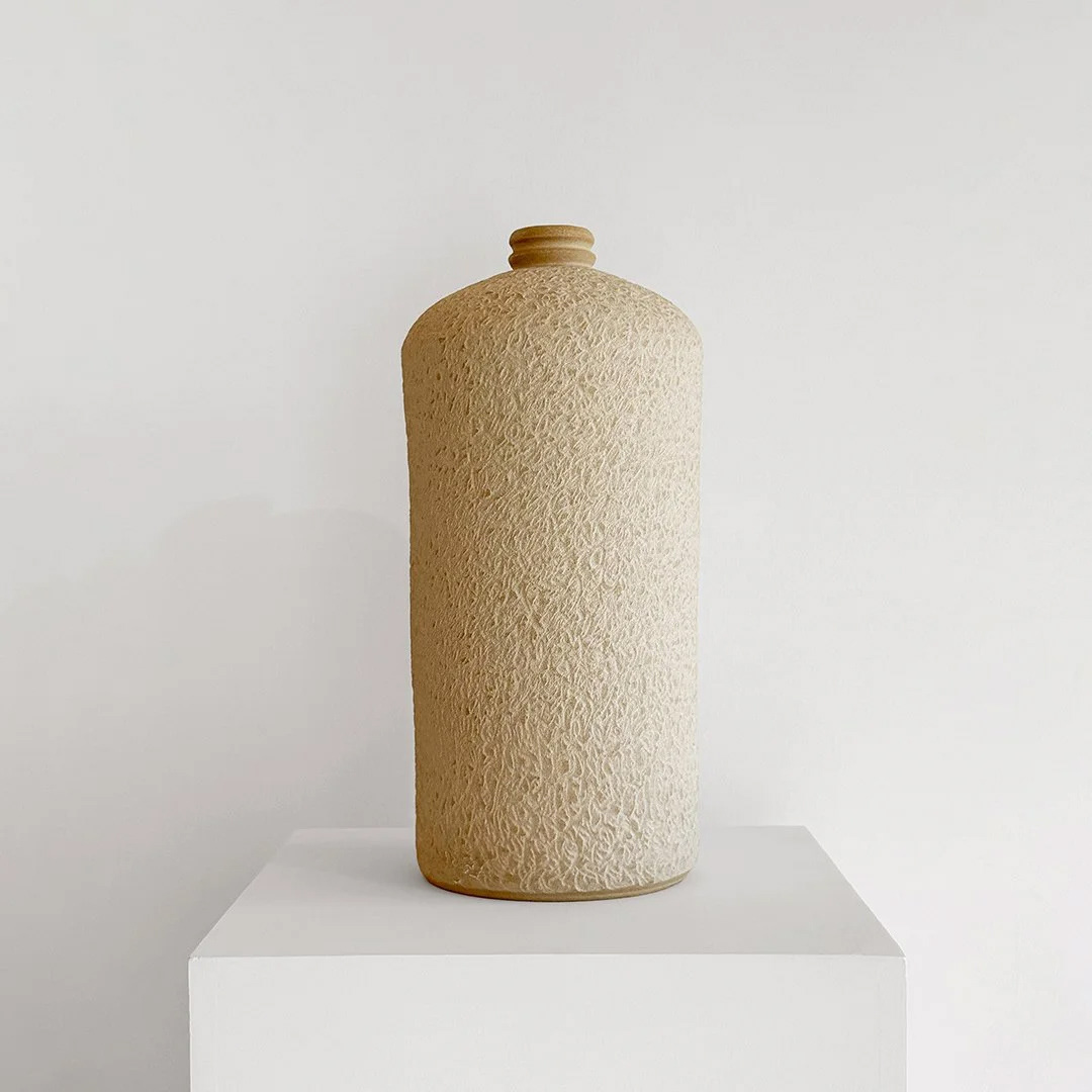 Untitled Vessel 02, 2026, Unglazed stoneware, 20.5 in H × 8.5 in diameter (52.1 × 21.6 cm)