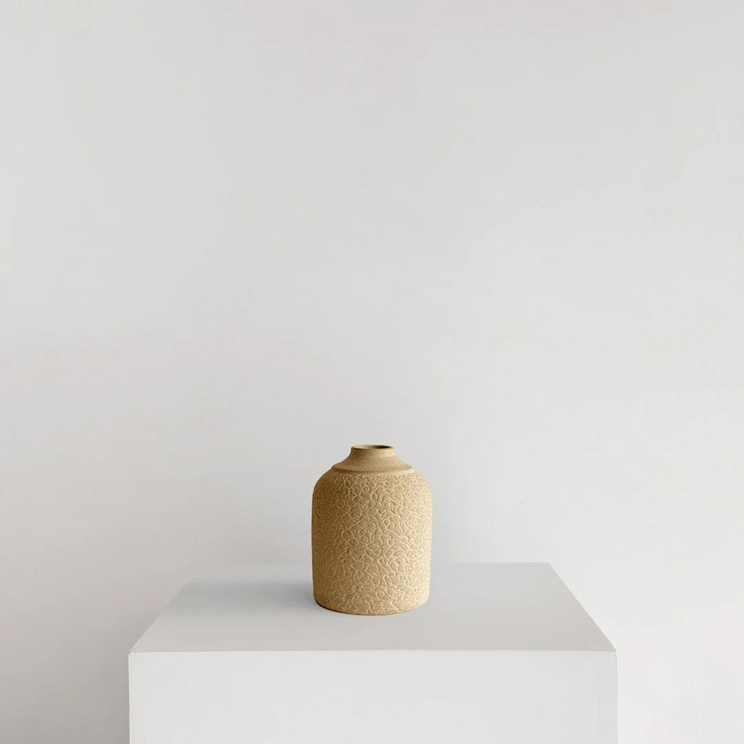 Untitled Vessel 08, 2026, Unglazed stoneware, 7.5 in H × 6 in diameter (19.1 cm H × 15.2 cm)