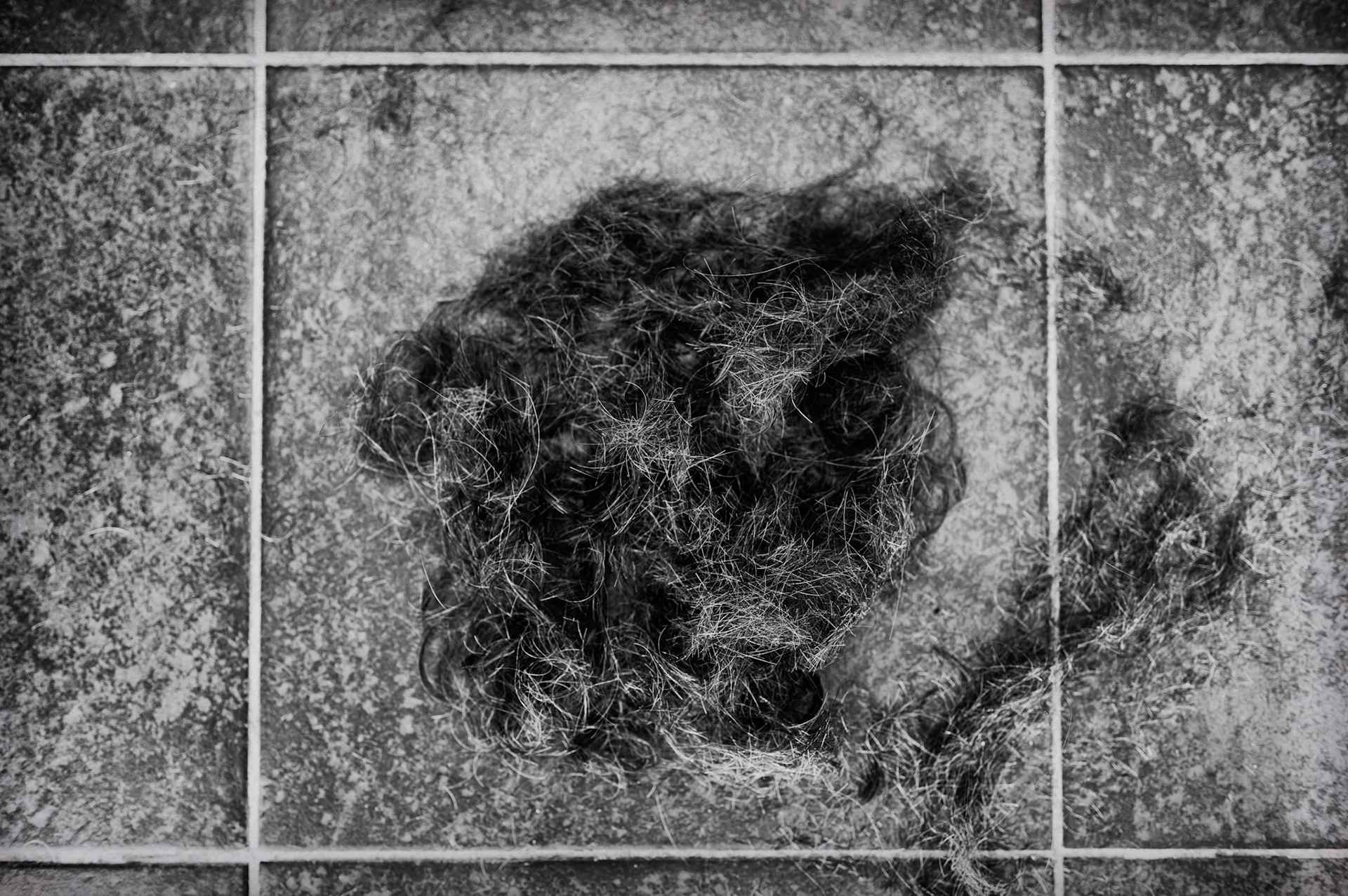 Dimanche 5 avril 2020. Mili me coupe les cheveux, elle s'applique, je vois que j'ai de plus en plus de cheveux blancs.