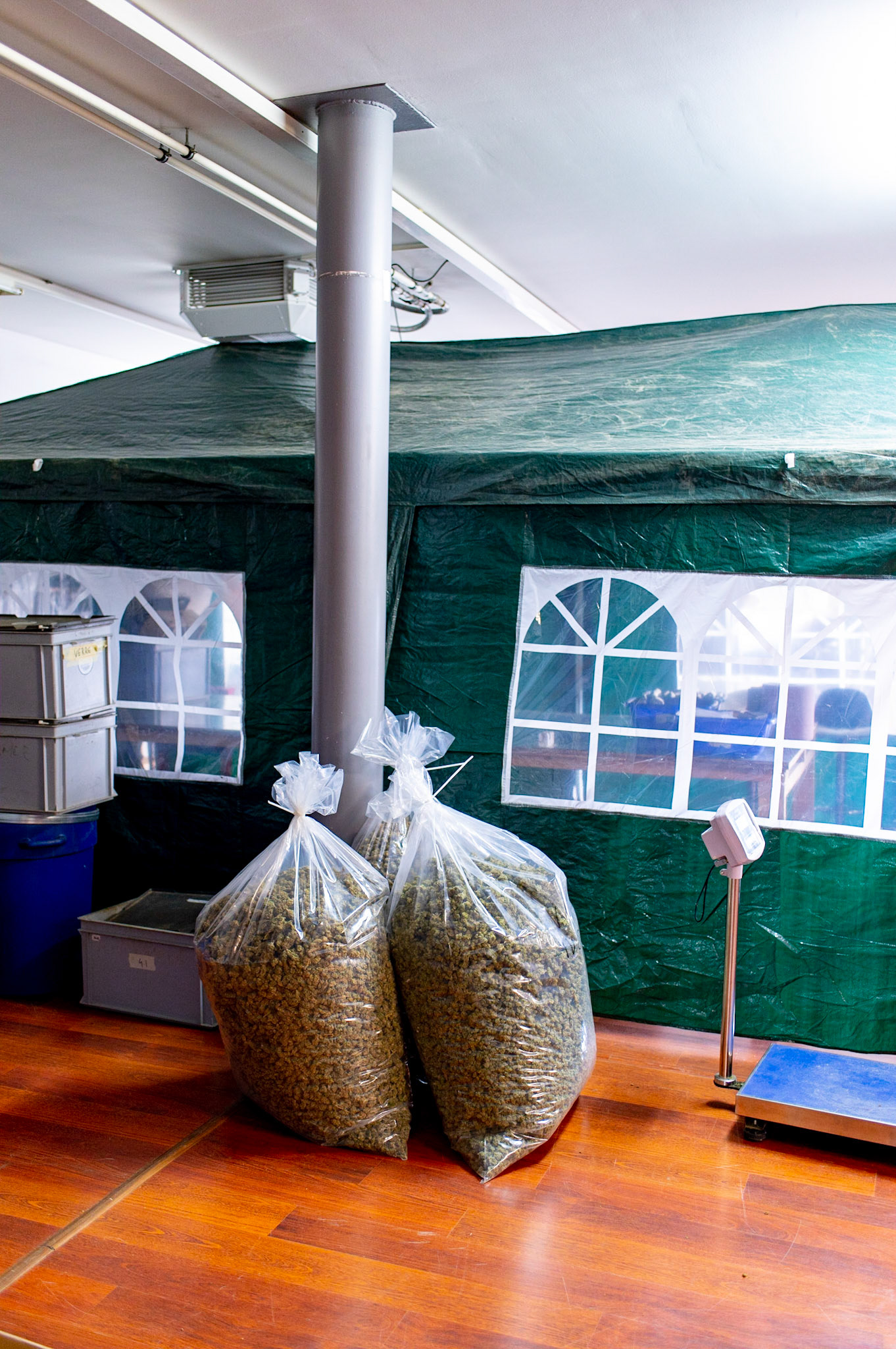 Phytocann, Le plus gros producteur de CBD Cannabis Légal en Europe. Le site de conditionnement et le stock de Phytocann. Les stocks et les produits. Villeneuve, Canton de Vaud, Suisse, 29 &amp; 30 Septembre 2021.