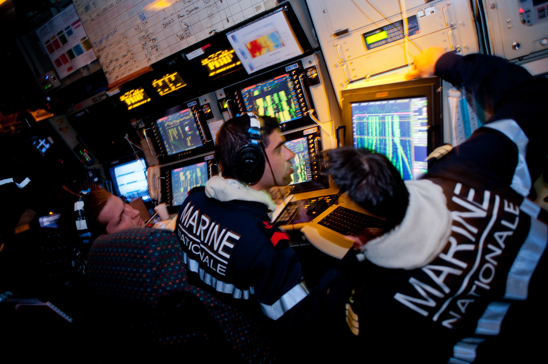A bord du sous-marin nucléaire lanceur d'engins (SNLE) Le Téméraire. Atlantique nord, avril 2012