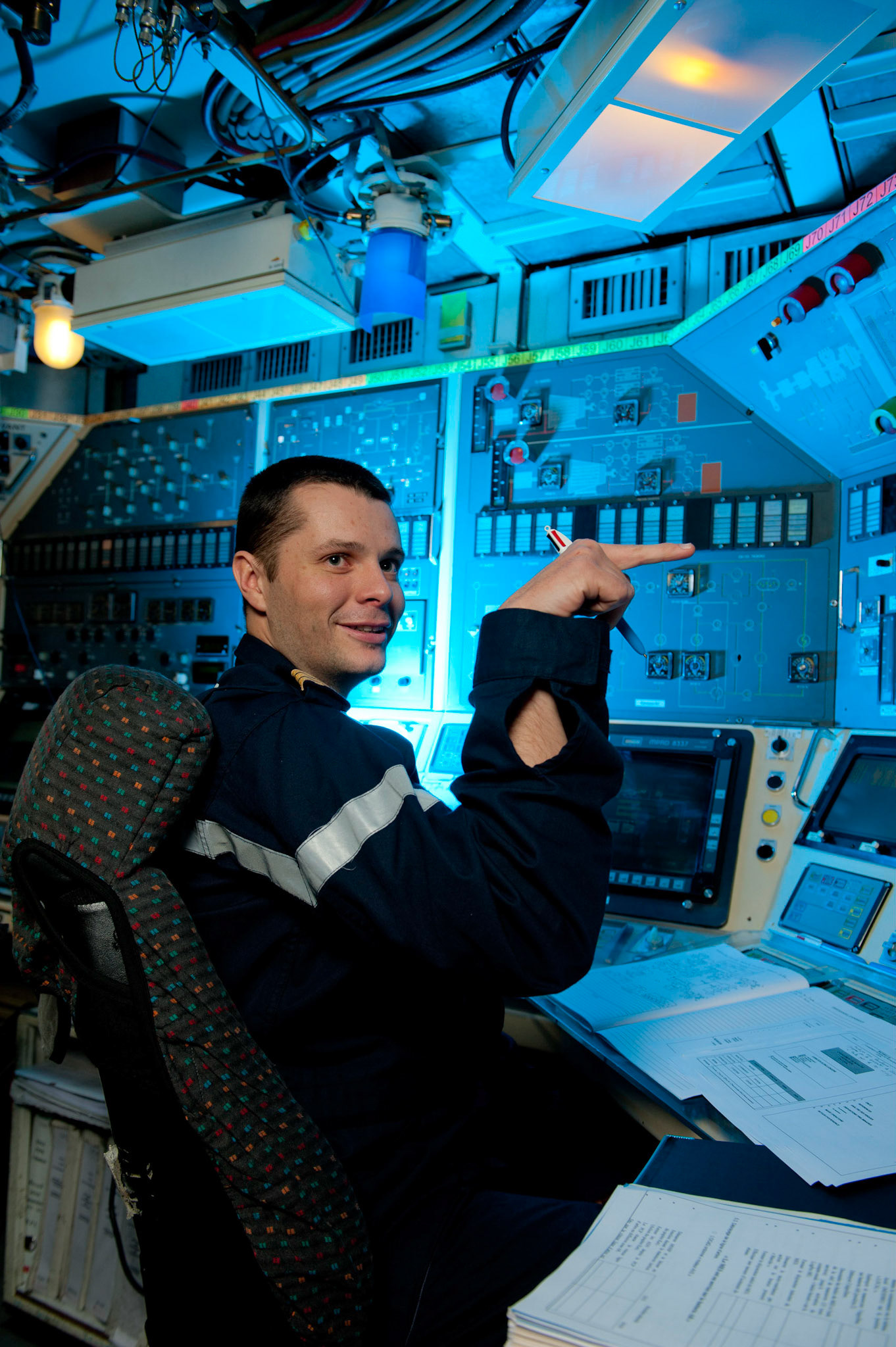 A bord du sous-marin nucléaire lanceur d'engins (SNLE) Le Téméraire. Atlantique nord, avril 2012