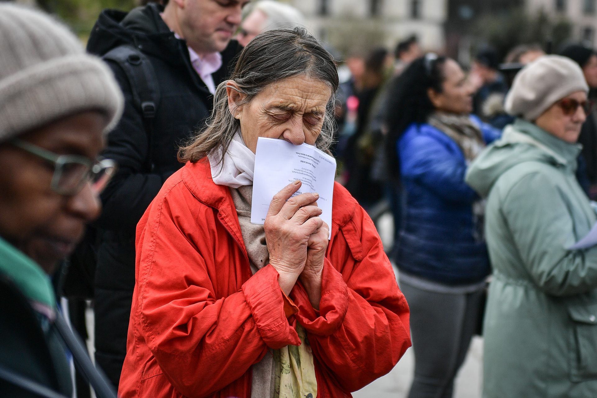 Nuns and worshippers attend the Stations of the Cross procession on Good Friday in front of Notre Dame de Paris Cathedral and Sacre Coeur Basilica in Paris on March 29, 2024. Firas Abdullah / Abaca Press
