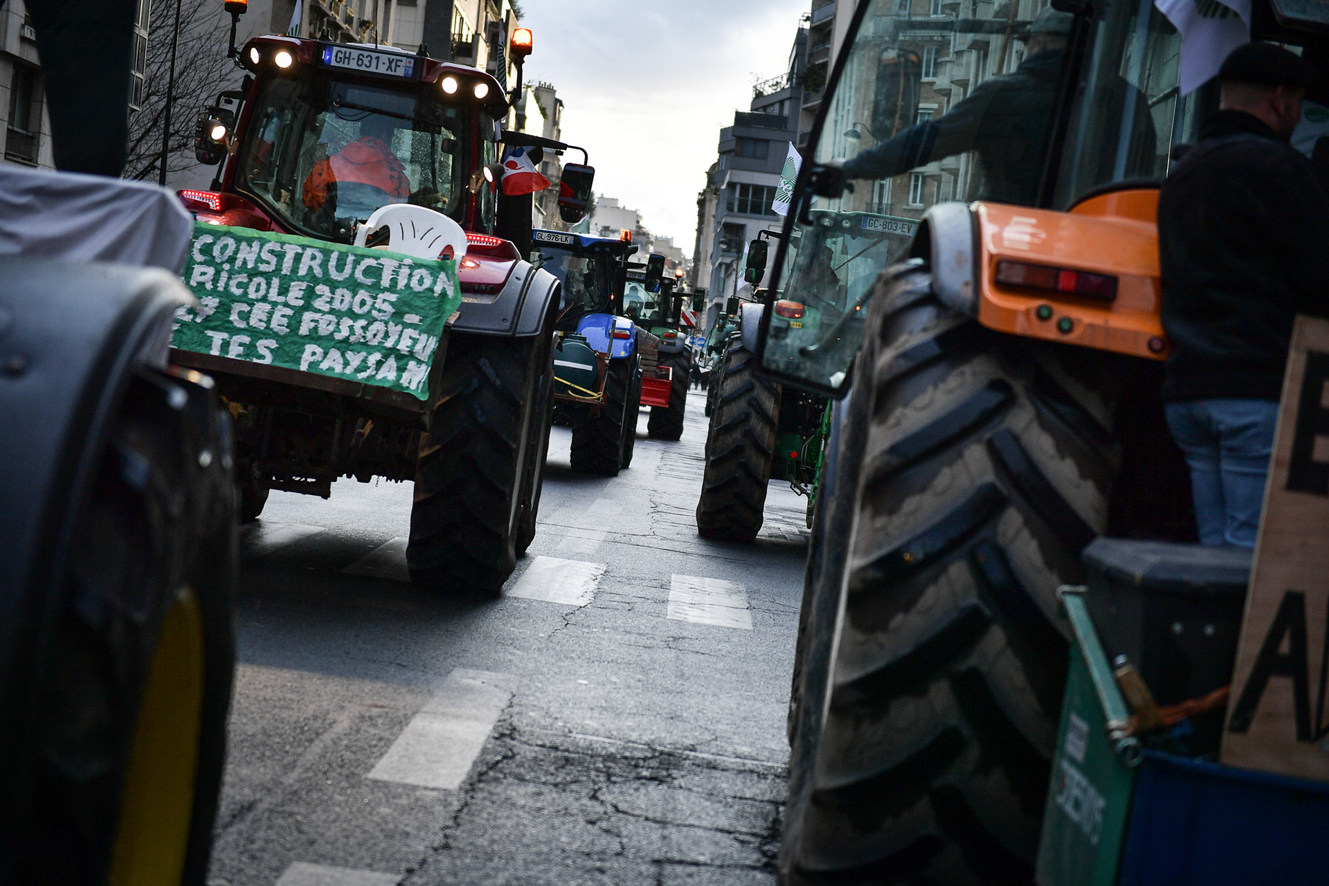 Farmers participate with their tractors in a demonstration in Paris on February 23, 2024. Firas Abdullah / Abaca Press