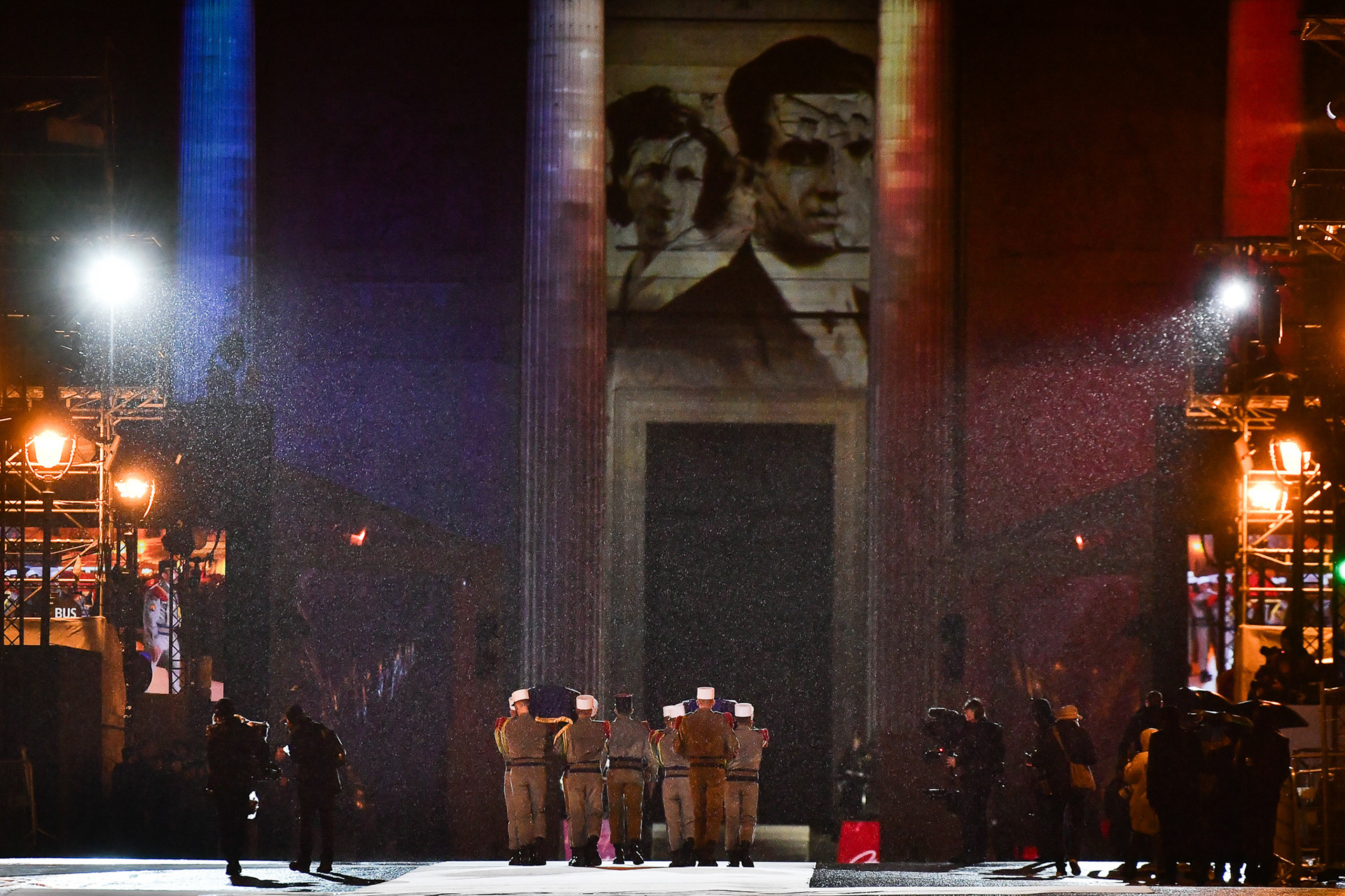 French soldiers hold the coffins during the induction ceremony of Missak Manouchian and his resistance comrades into the Pantheon in Paris, France on February 21, 2024. Firas Abdullah / Abaca Press