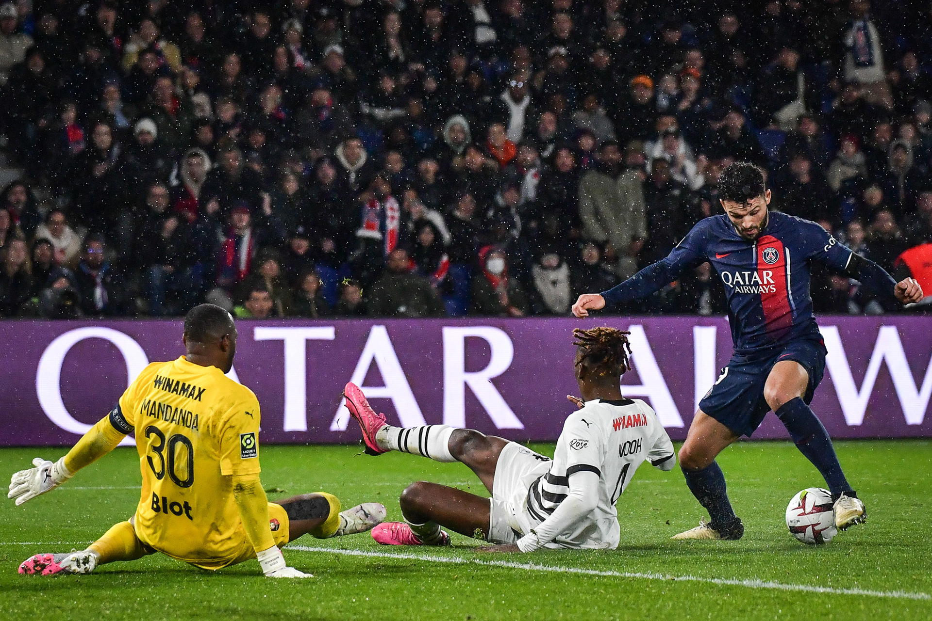 Highlights from the Ligue 1 football match between Paris Saint-Germain and Stade Rennais at the Parc des Princes stadium in Paris on February 25, 2024. Firas Abdullah / Abaca Press