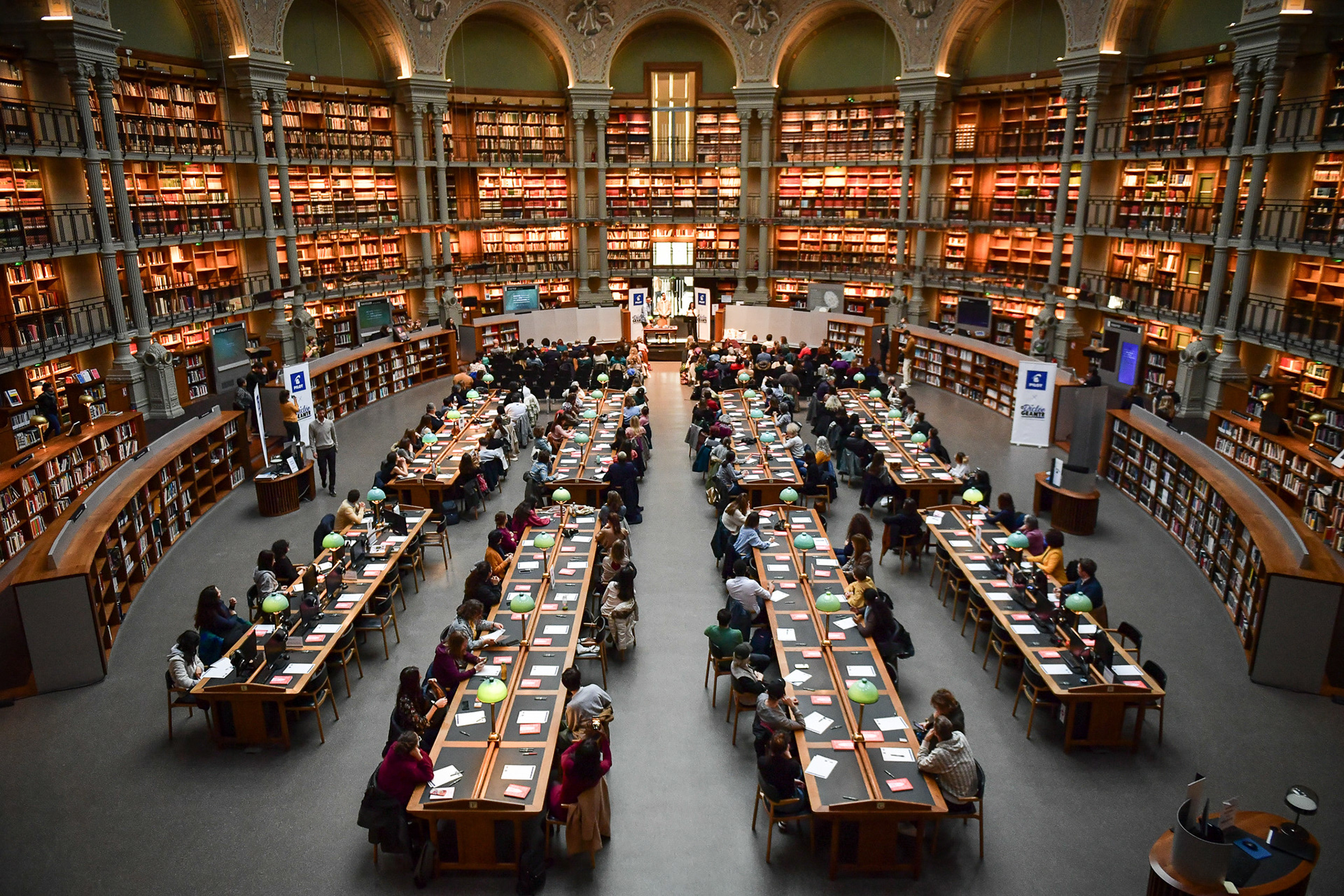Participants attend the Grand Dictation at the Bibliothèque nationale de France in Paris on January 29, 2024. Firas Abdullah / Abaca Press